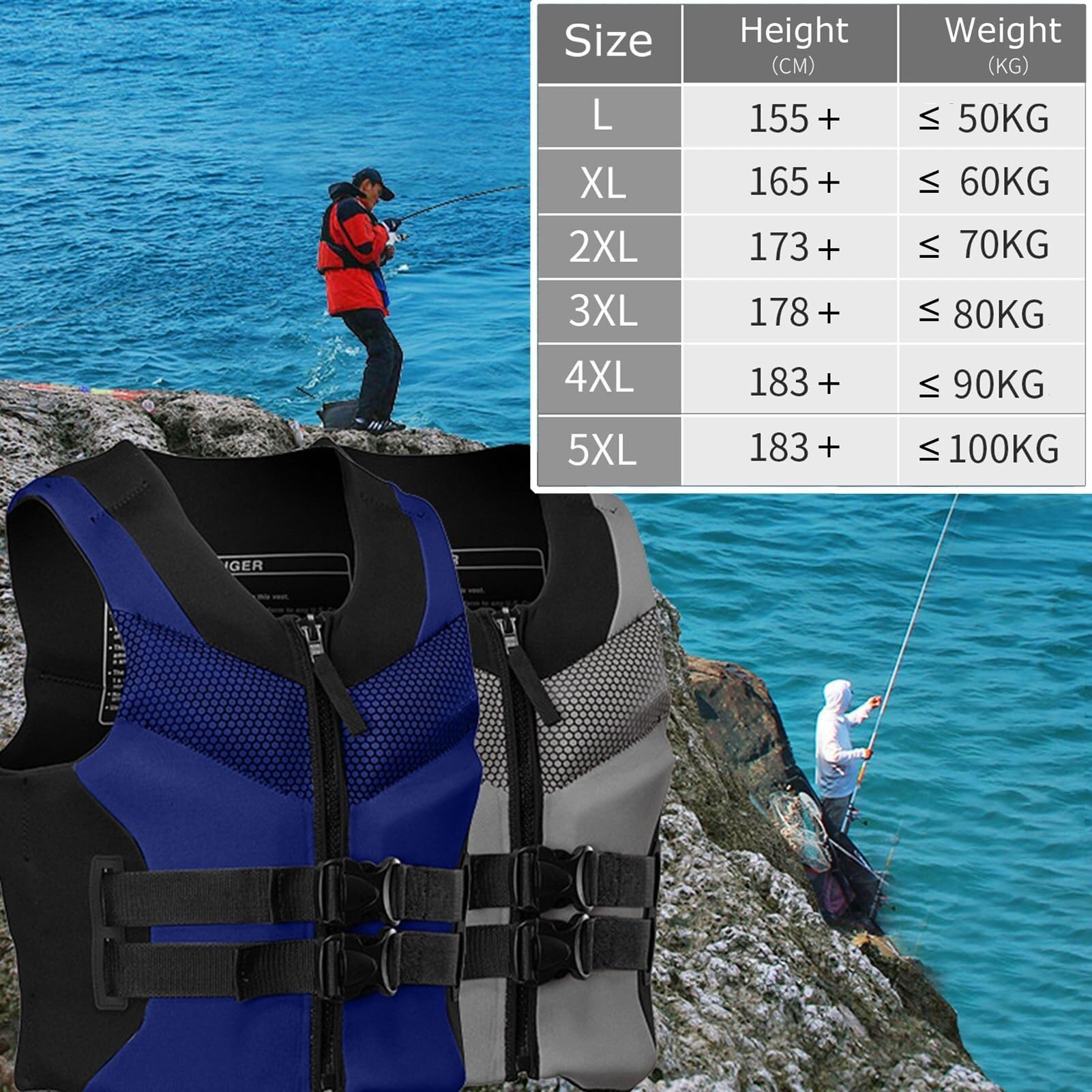 Schwimnweste Unisex Verstellbar Hohe Auftriebskraft Tragbar Neopren Schaum für Surfen Paddeln Raften Wassersport