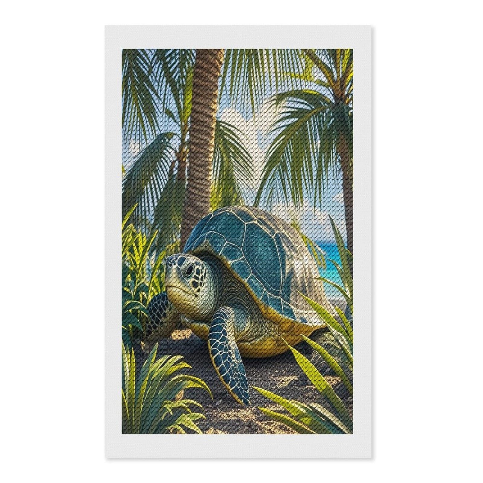 FekiLoot Big Turtle and Palm Trees Diamond Art Kits for Adults Diamond Painting Kits for Beginners DIY Diamond Art Kits Round Full Drill Diamond Dot Gem Painting for Home Wall Decor Gift 12"x20"