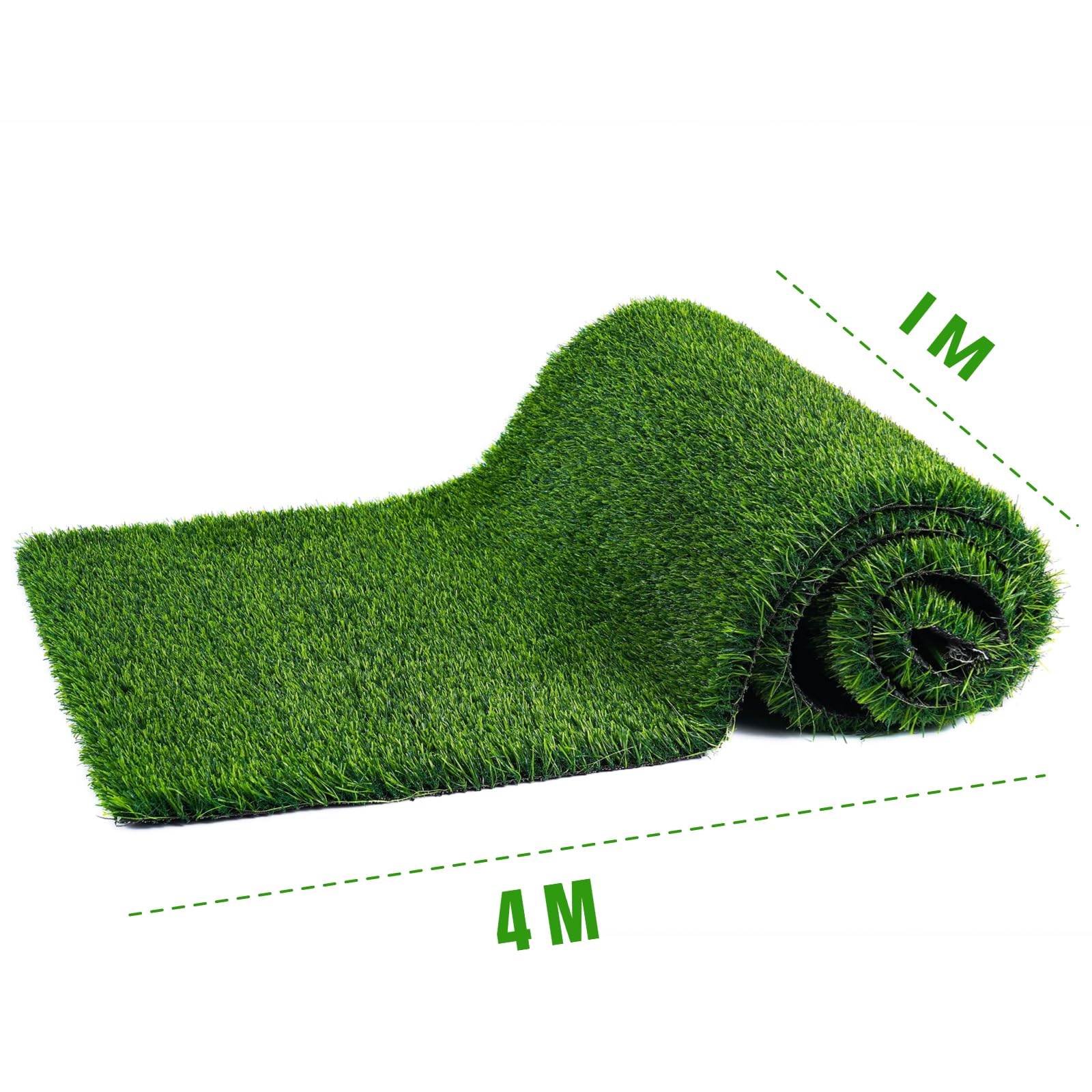 Tapis En Gazon Artificiel Haut De Gamme Haute Densité, Hauteur De Poils 30mm, Gazon Artificiel Naturel Et RéAliste Pour Jardin IntéRieur/ExtéRieur, Pelouse, Espace Pour Chiens (1mx 4m)(30mm)
