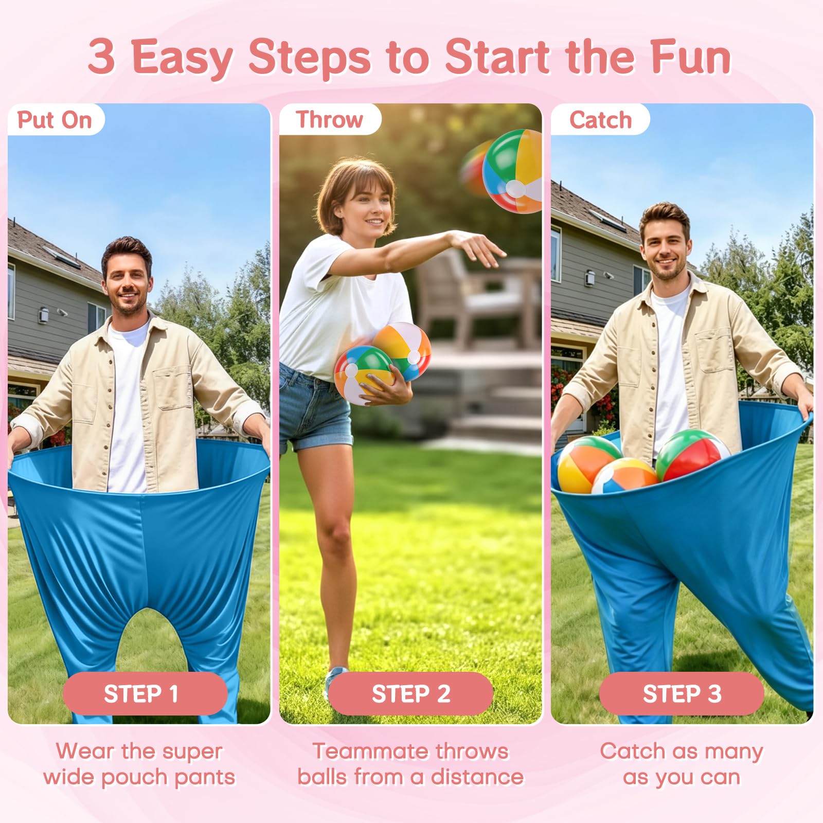 Juego de 26 piezas de pantalones de abuela para patio, juegos de grupo al aire libre con bolas rebotantes, bombas para niños y adultos, patio familiar, Pascua, carnaval, fiesta, camping