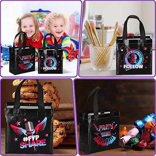 Miniatura 6 de 20 bolsas de recuerdo de fiesta musical, bolsas de regalo no tejidas, regalos de fiesta musical, bolsas de golosinas de cumpleaños, bolsas de dulces