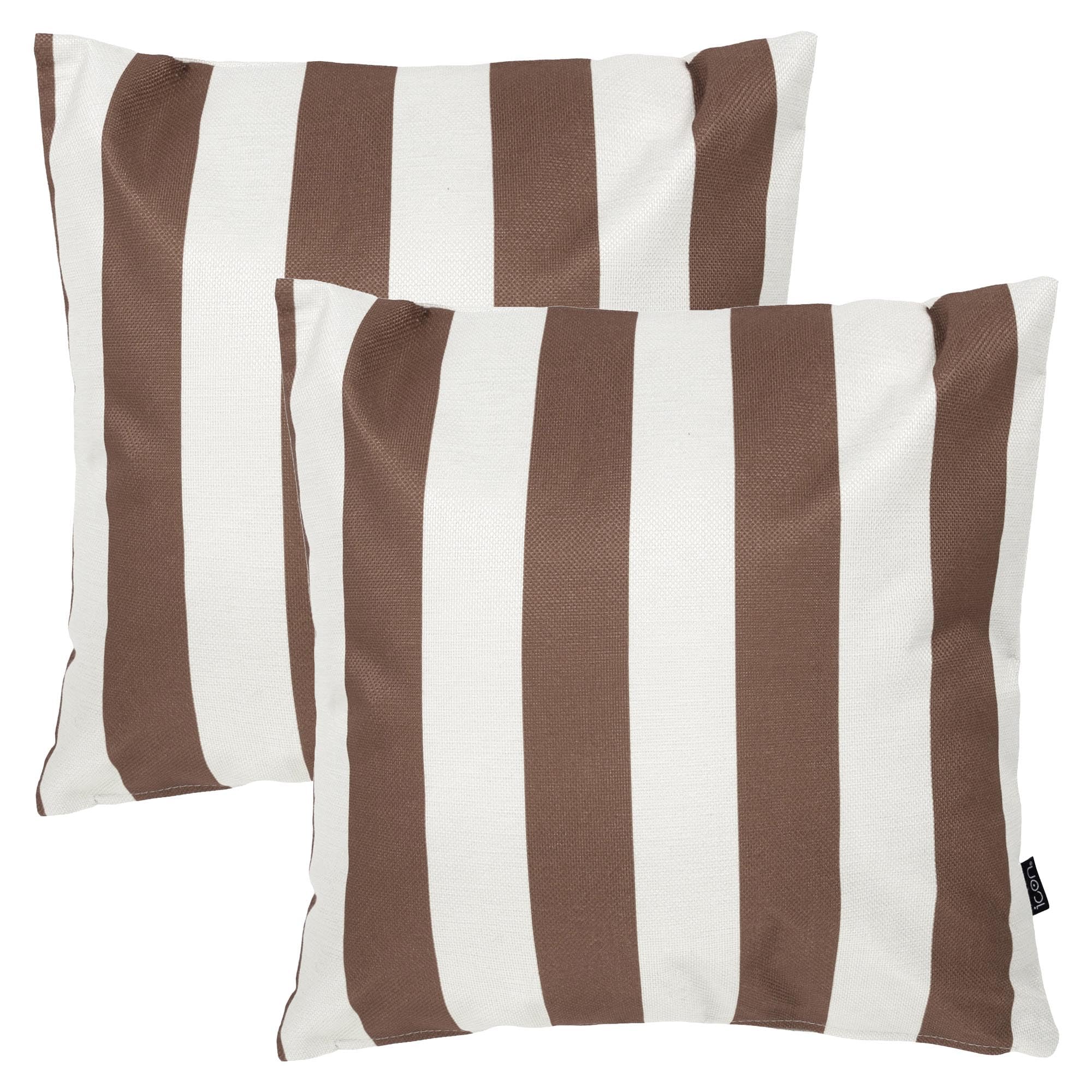 Icon Brown Indoor Outdoor Cushions Filled, Stripe Collection, Set Of 2,