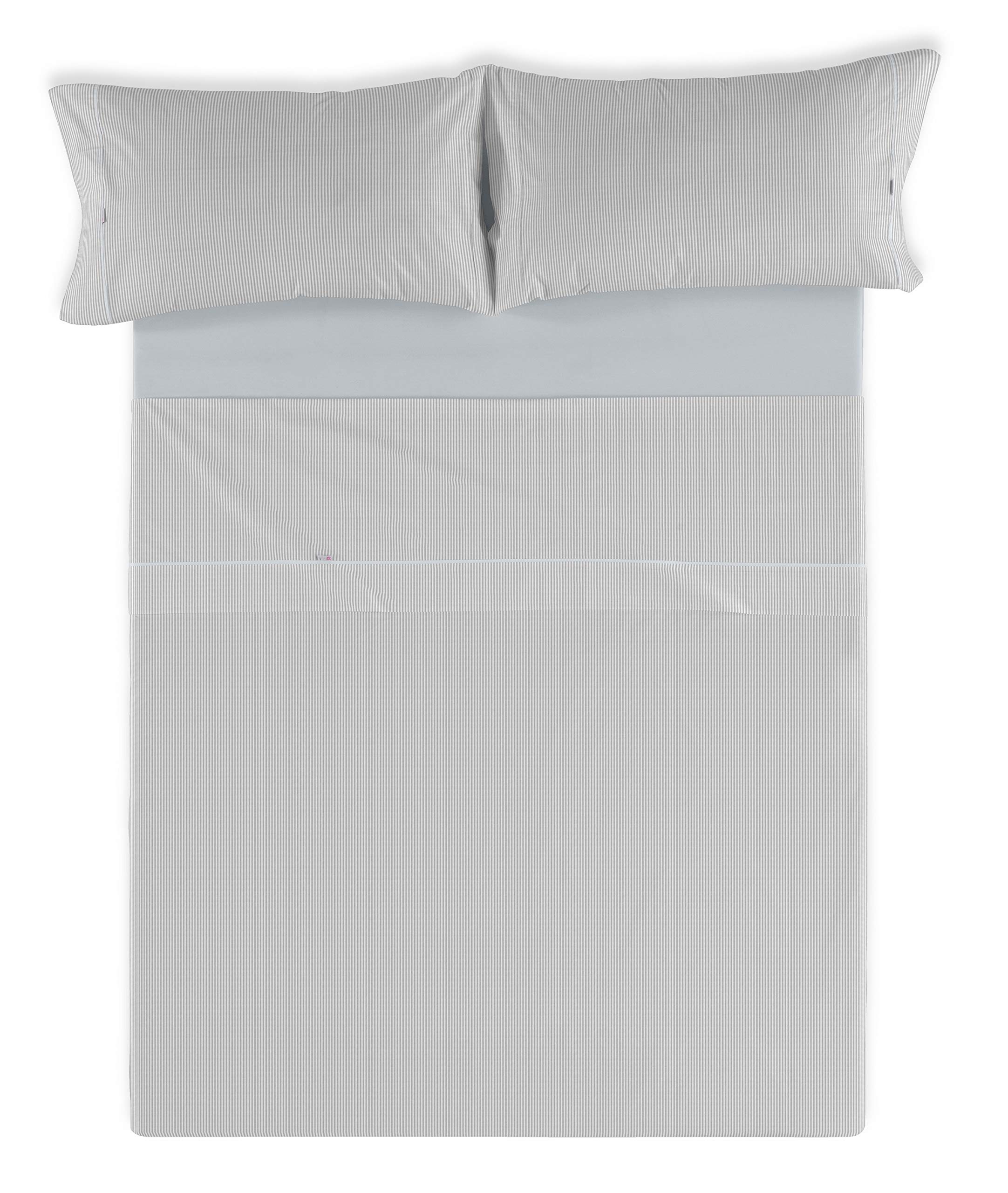ESTELIA - Juego de sábanas Greta Color Perla - Cama de 150 (4 Piezas) - 100% algodón - 200 Hilos