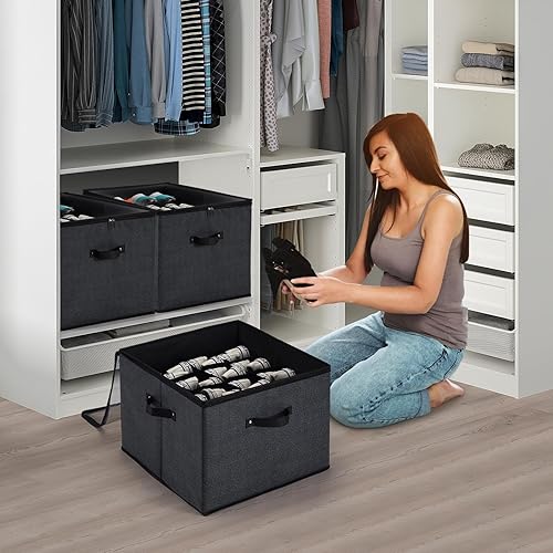 Miniatura 6 de Mayniu Paquete de 2 organizadores de zapatos, se adapta a 32 pares, cajas grandes de almacenamiento de zapatos con asas reforzadas, organizador de