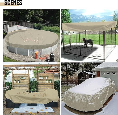 Miniatura 4 de Juego de funda redonda para muebles de patio de 13 pies para exteriores, funda para automóvil, funda de cama elástica, cuerda de alambre con