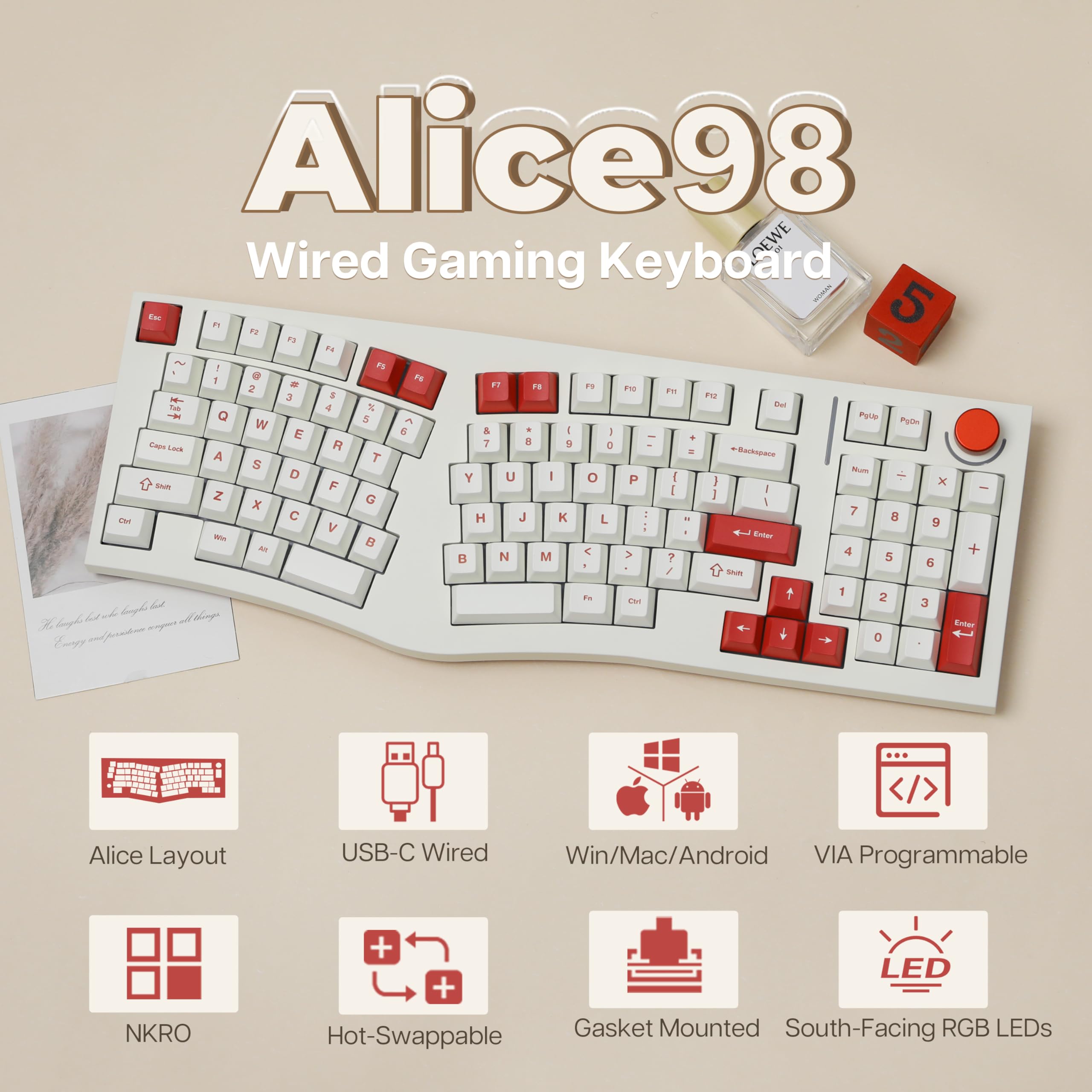 Amazon.com: MechLands Feker Alice98 Ergonomic 98 Keys Custom