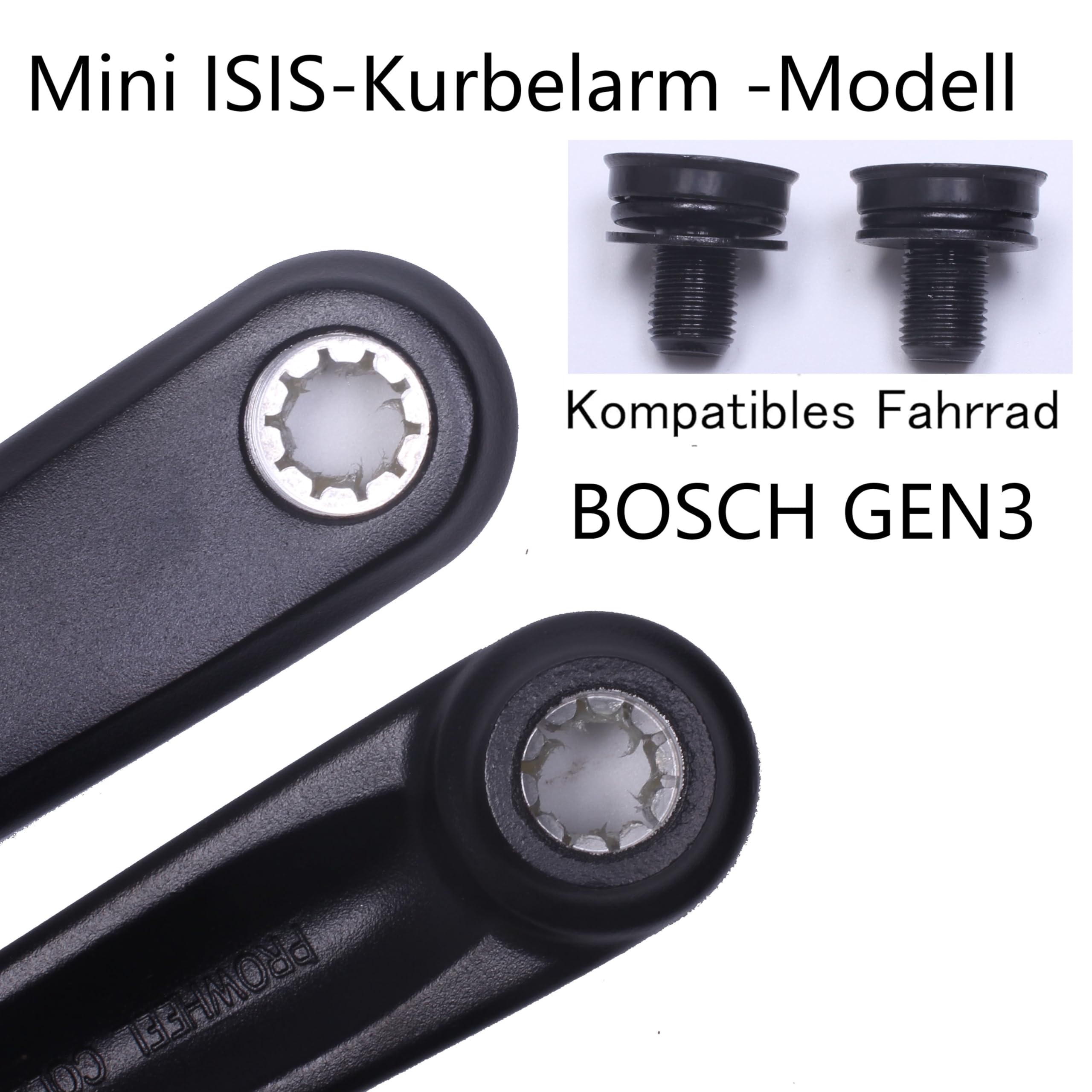 Prowheel Ebike ISIS Crank Arm,127 mm/140 mm/152 mm/160 mm/165 mm/170 mm/175 mm Electric Bicycle Crank Arm for ISIS Mid Drive Motor,Bosch GEN4,PW-X3/PW-X2,BANGFANG M620, Brose Standard/MAG,GX0