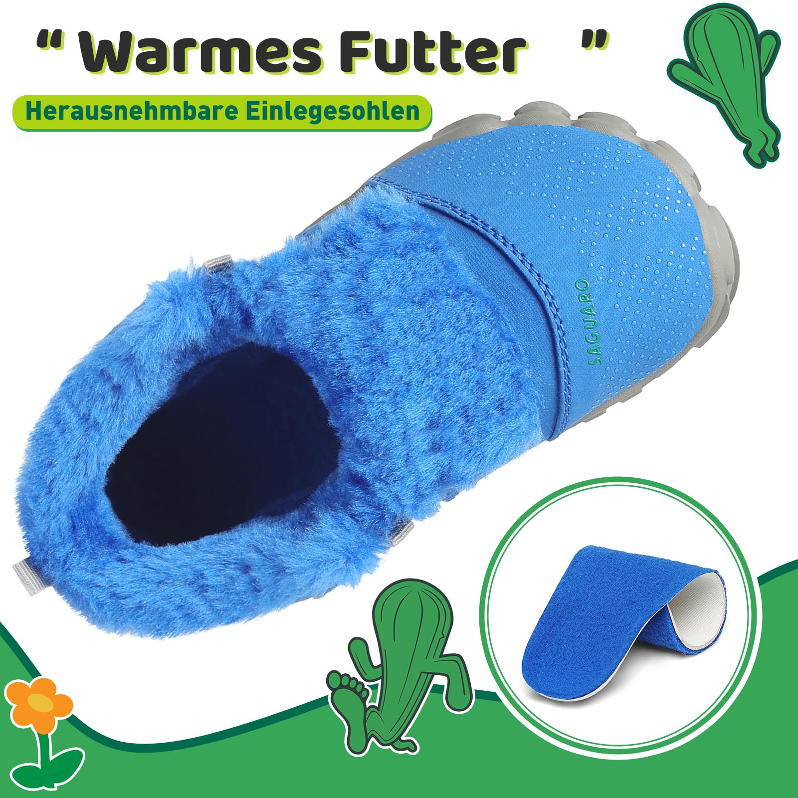 SAGUARO Barfußschuhe Kinder Winter mit Warm Gefüttert - Will Ⅰ, Gr. 25-36