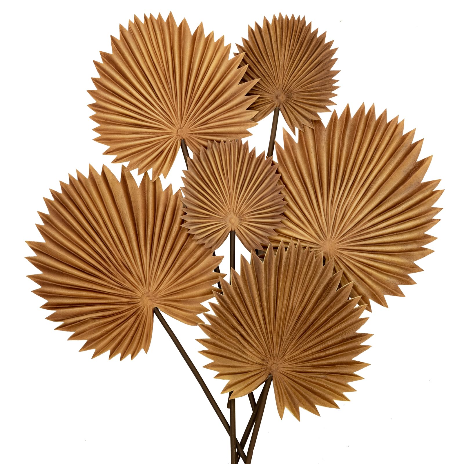 Briful 2er Set Künstliche Palmwedel Deko – Palmenblätter in Natur, Grün, Gold & Creme – Boho Deko für Vase, Hochzeitsdeko & Wohnzimmer – Kunstblätter für Tropische Dekoration
