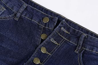 Andongnywell Women's Low Waist Button Fly Flare Jeans Skinny Slim Flared Jean Long Bell Bottom Trousers