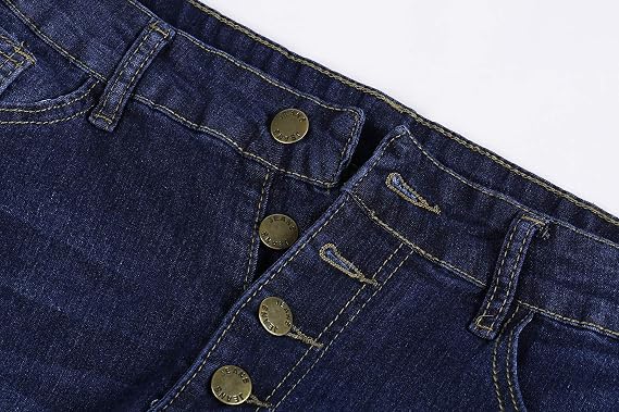 Andongnywell Women's Low Waist Button Fly Flare Jeans Skinny Slim Flared Jean Long Bell Bottom Trousers