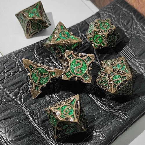Miniatura 5 de D&D - Juego de dados de metal DND para Dungeons and Dragons Gifts Polyhedral Card Game Game Bag RPG MTG Pathfinder Digital Teaching Accessories D20