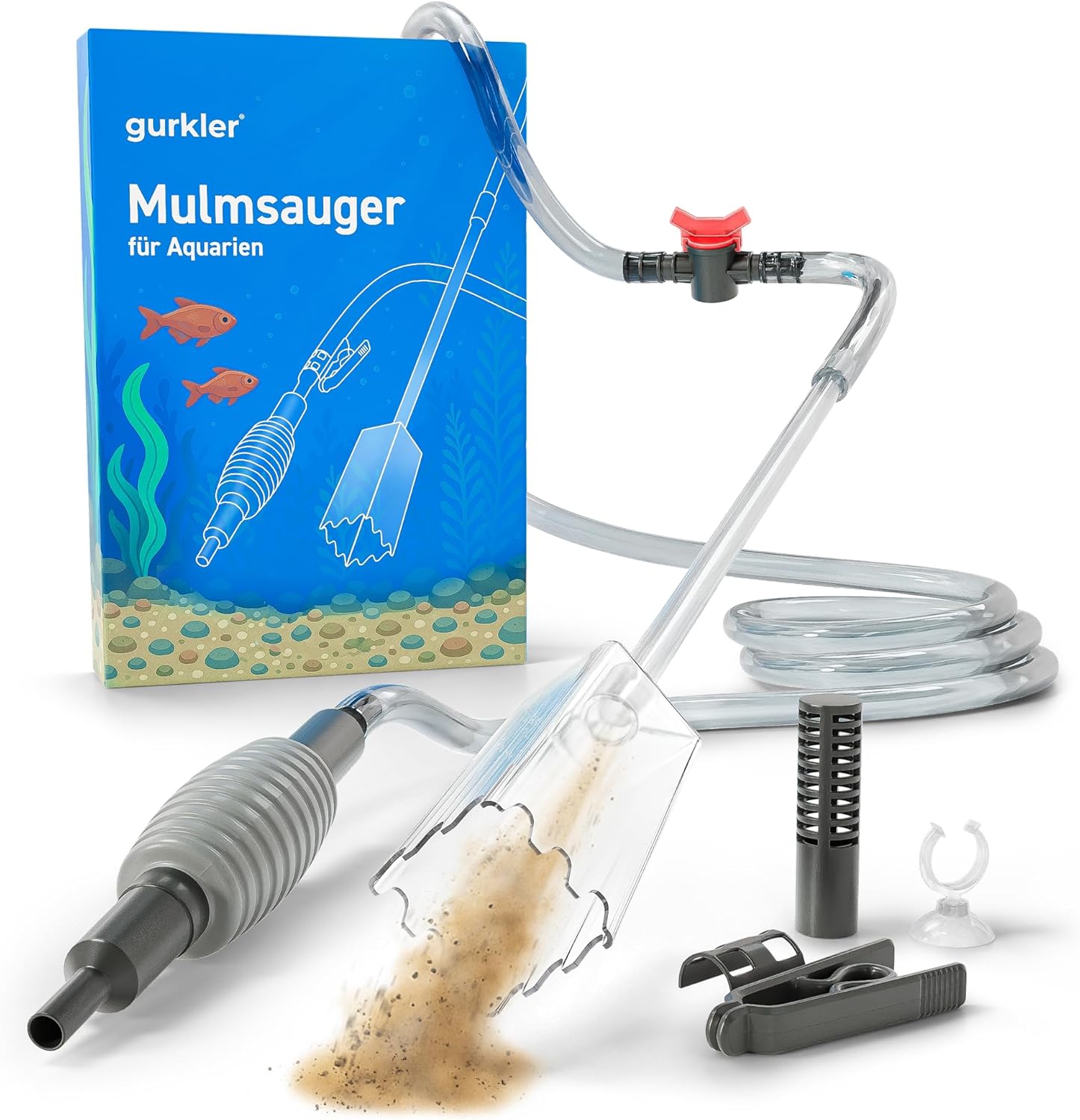 gurkler Kiessauger, Aquariumsauger mit Verschlussventil – Aquarium-Reinigungsset mit Zubehör für Wasserwechsel – Kiesglocken-Aquarium gurkler Kiessauger, Aquariumsauger mit Verschlussventil – Aquarium-Reinigungsset mit Zubehör für Wasserwechsel – Kiesglocken-Aquarium