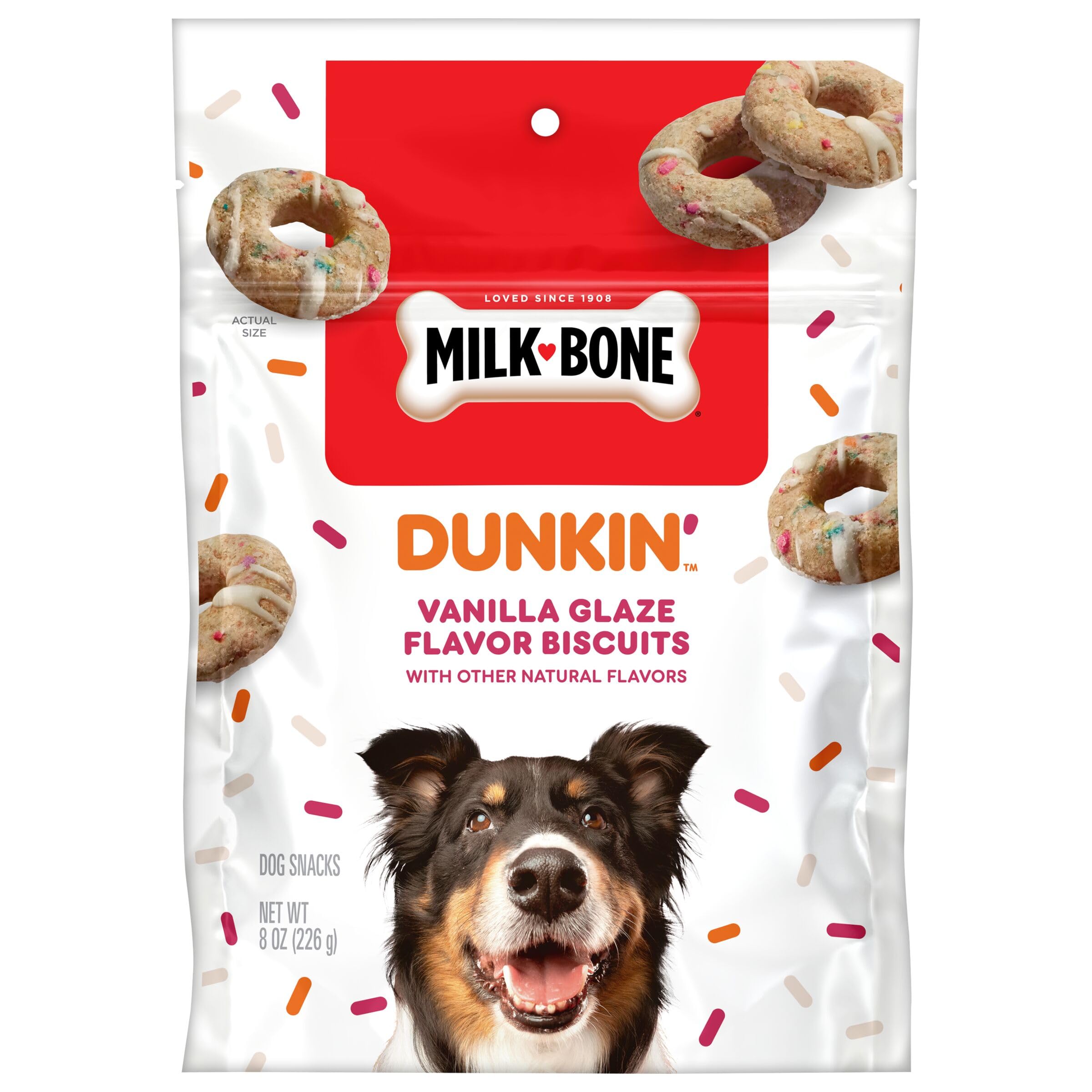 Milk-Bone Dunkin’ Vanilla Glaze Flavor Dog Biscuits with Other Natural Flavors, 8 Oz. Bag