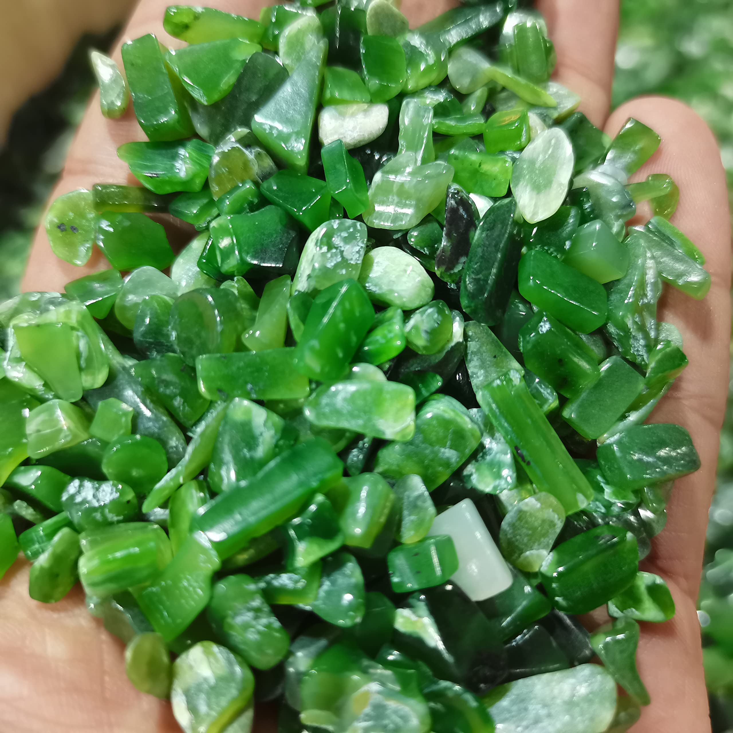 lleno de textura Piedras preciosas for decoración 10.58 oz de piedra de jade Dongling verde natural pequeña grava de cristal DIY decoración de la casa maceta acuario ornamental pecera FengShui Aura Cr