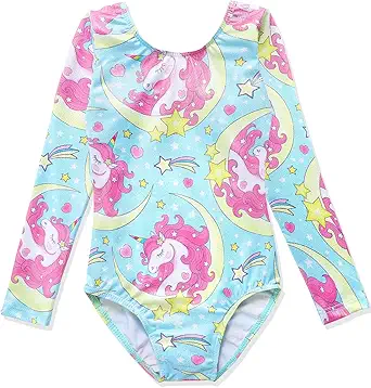 HOZIY Gymnastics Leotards for Girls Unicorn Pink Purple Sparkly Dancewear Activewear Quick Dry