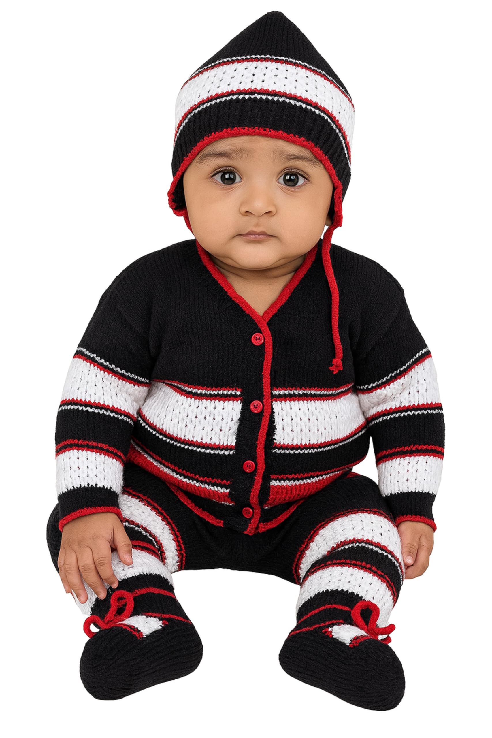 Premium Woolen Baby Sweater Set for Winter Full Sleeves Cardigan, Pant, Cap & Socks | Soft Knitted Wool Clothing Set for Baby Boys & Girls-picture-56