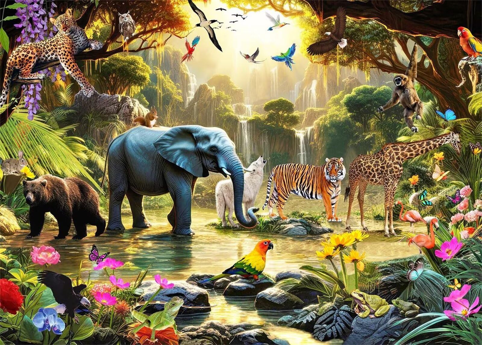 Puzzle 1000 elementów, zagadki z dżungli dzikiej przyrody dla dorosłych, puzzle sztuka dla dorosłych, gry relaksacyjne i wywiadowcze, puzzle do gry rodzinnej prezent
