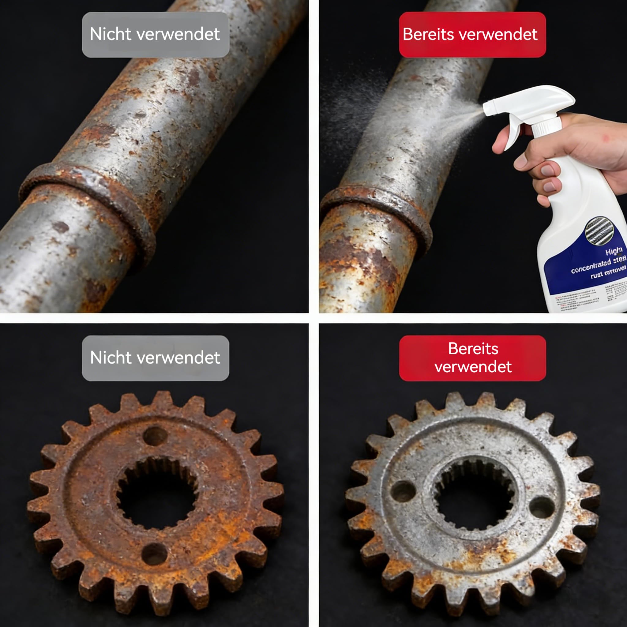 Spray antiruggine altamente concentrato, per acciaio e ferro, rimozione rapida della ruggine, potente rimozione della ruggine, 500 ml