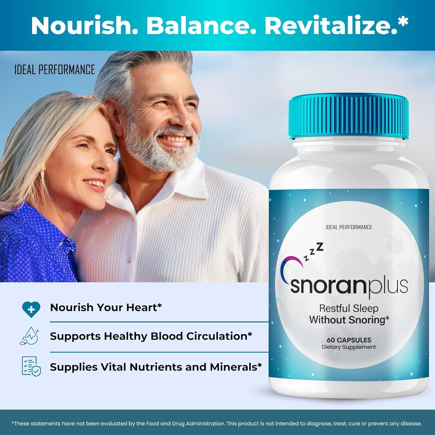 Snoran Plus Capsules, Official Snoran Plus Natural Supplement Pills Reduces Snoring - Extra Strength, SnoranPlus Advanced Formula Improves Breathing, Overall Health & Wellness Reviews (60 Capsules)