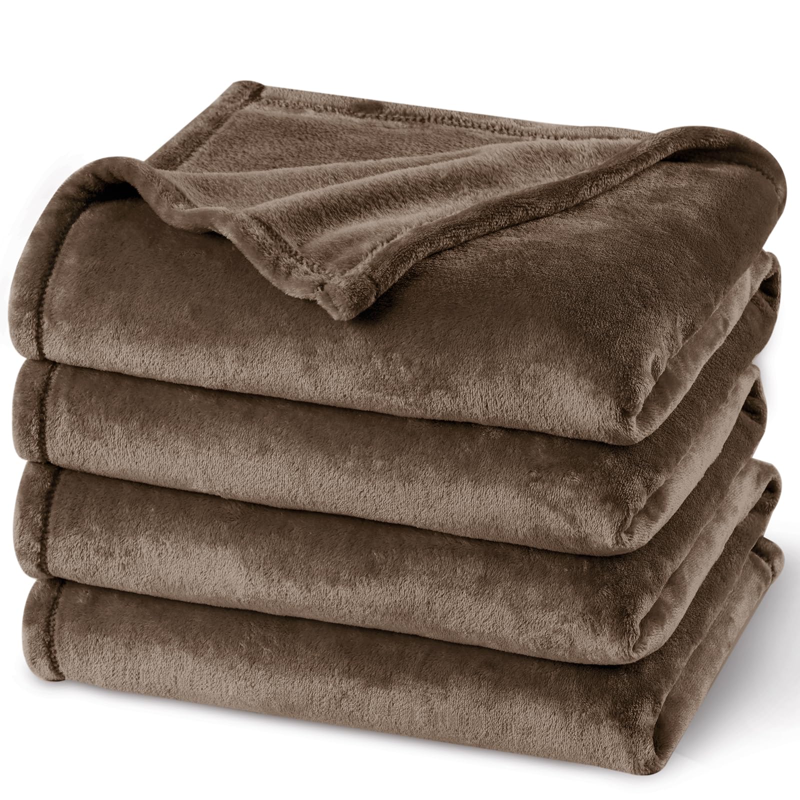 PHF Ultra Soft Fleece Blanket Queen Size, No Shed No Pilling Luxury Plush Cozy 300GSM Lightweight Blanket for Bed, Couch, Chair, Sofa Suitable for All Season, 90" x 90", Cocoa Brown