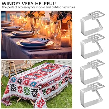 4 Pinces à Nappe Design Feuilles - Pour Fixer Nappes En Extérieur Ou Intérieur