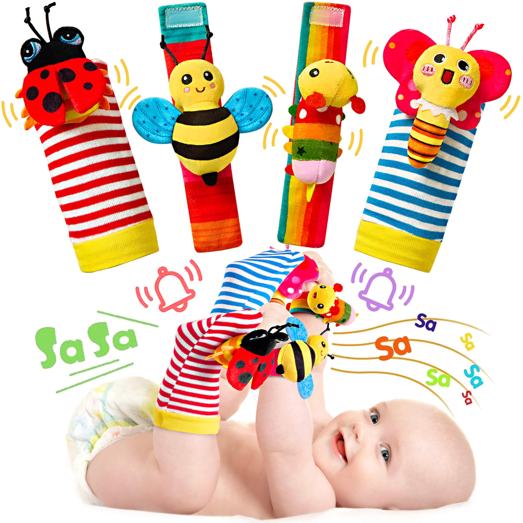 Baby Rattles 0-6 Months: Baby Toys Baby Essentials Rattles for Babies 6-12 Months Infant Toys 0-3 Months Newborn Toys Wrist Rattle Socks - Newborn Essentials Must Haves Gifts for Girl Boy