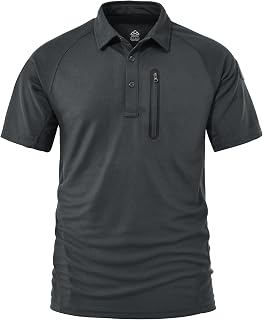 Rdruko Men's Outdoor Quick Dry Polo Shirts Breathable Short Sleeve Military T-Shirt Summer Camping Hiking Work Tops with Zip Pocket