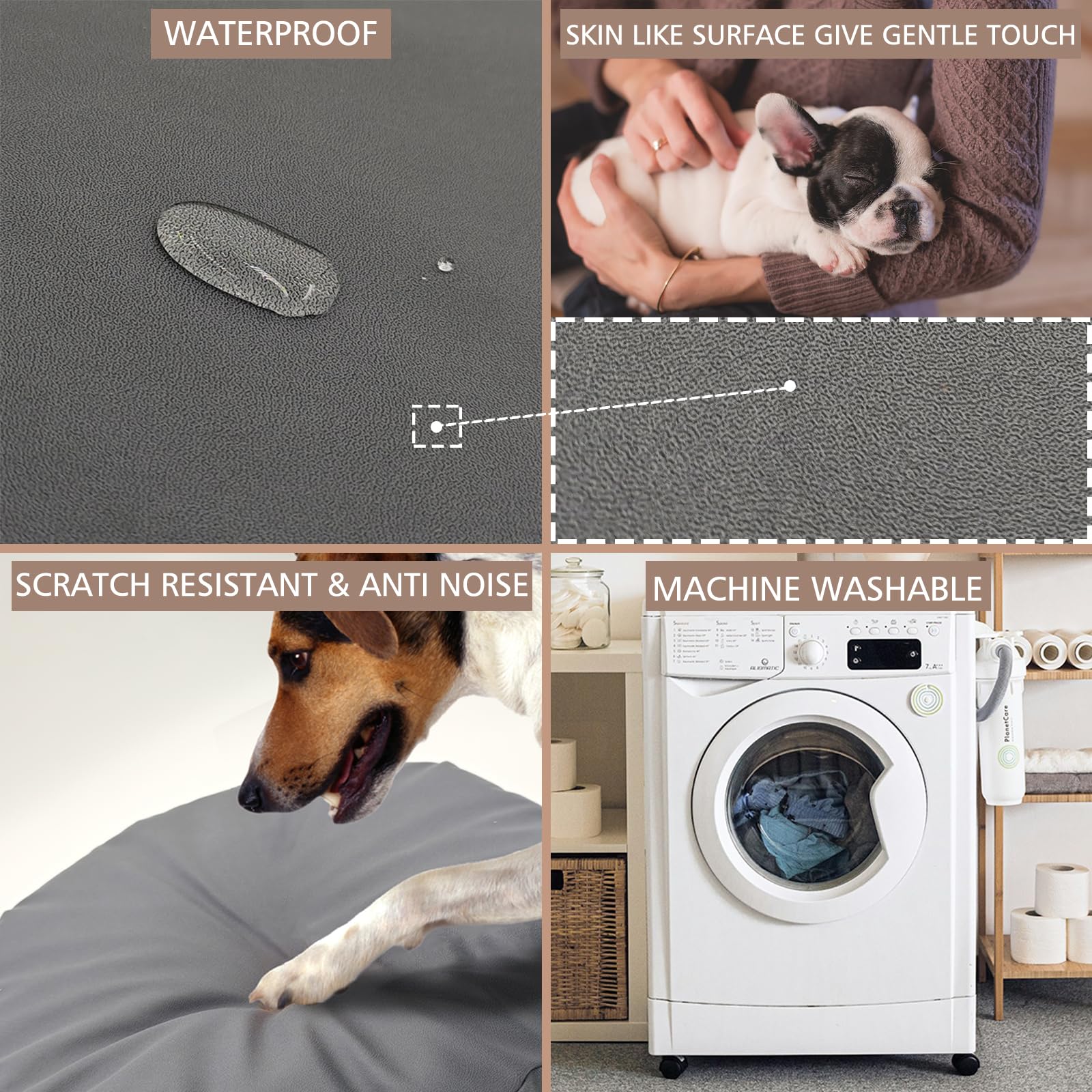 Funda de cama para perro, impermeable, de repuesto, lavable a máquina, para cama de perro, resistente a los arañazos, protector de colchón para mascotas de 47 x 29 pulgadas, solo funda gris