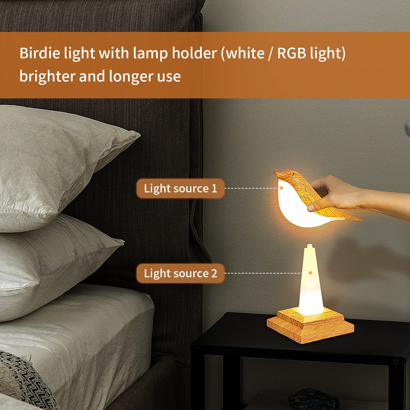 Xhope4u Cordless LED Table Lamp with RGB Base,Touch Sensor, Remote