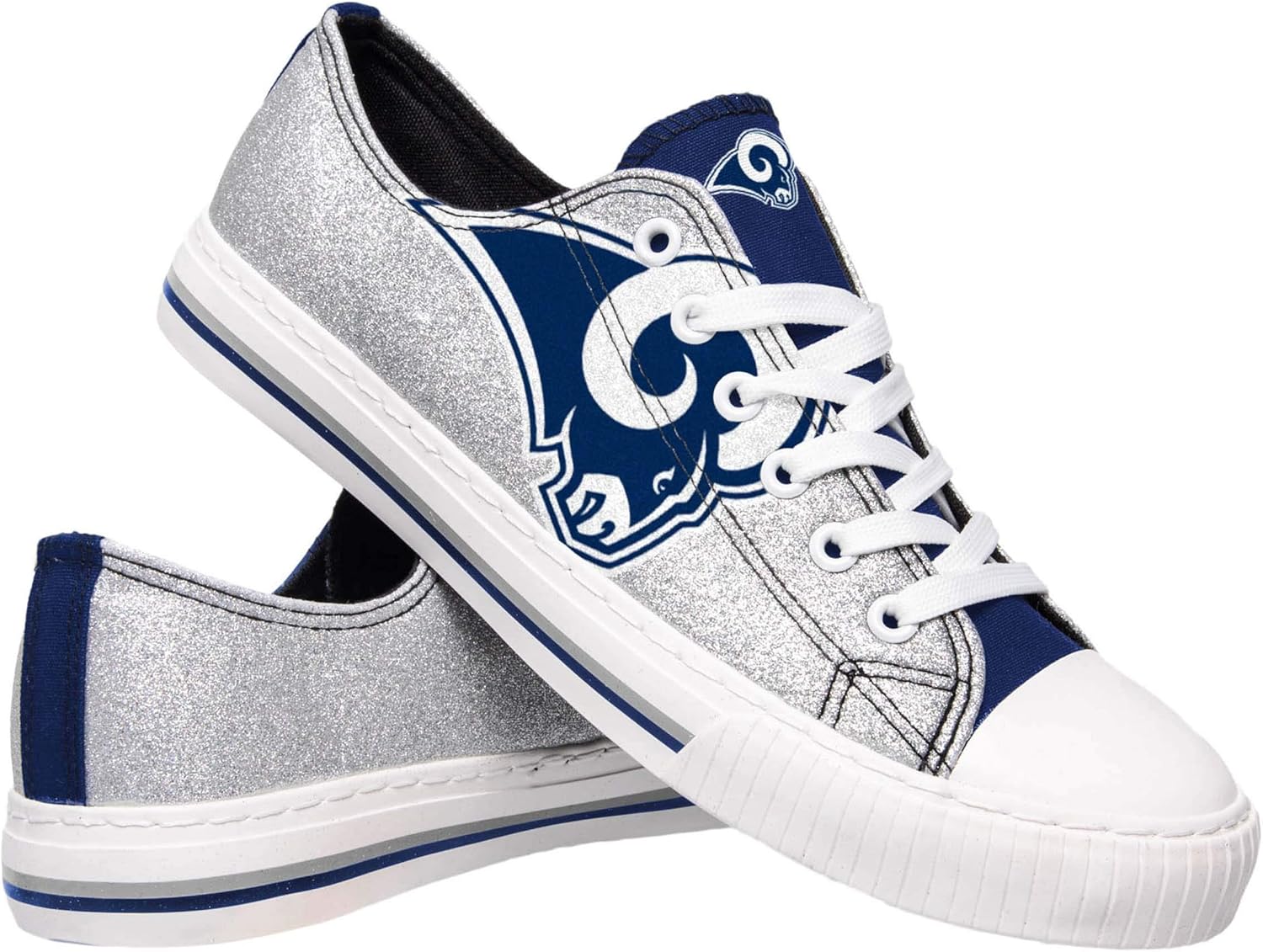 FOCO Women's NFL Team Logo Ladies Fashion Glitter Low Top Canvas Sneakers Shoes Dallas Cowboys Shoes-10/XXL