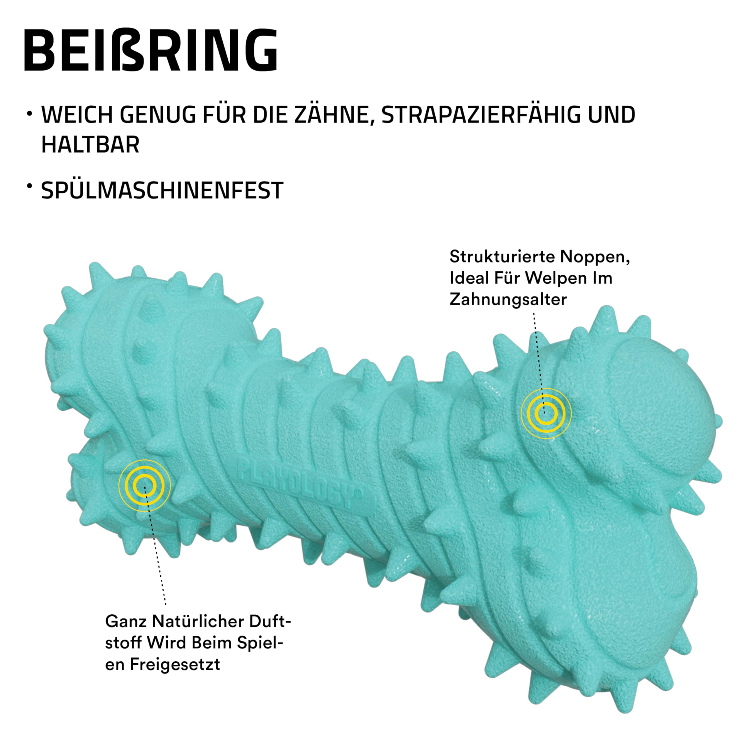 Playology Hundespielzeug | Beißknochen für große Welpen und junge Hunde | Erdnussbutterduft Jumbo-Hundeknochen Kauspielzeug | Beißspielzeug für Welpen