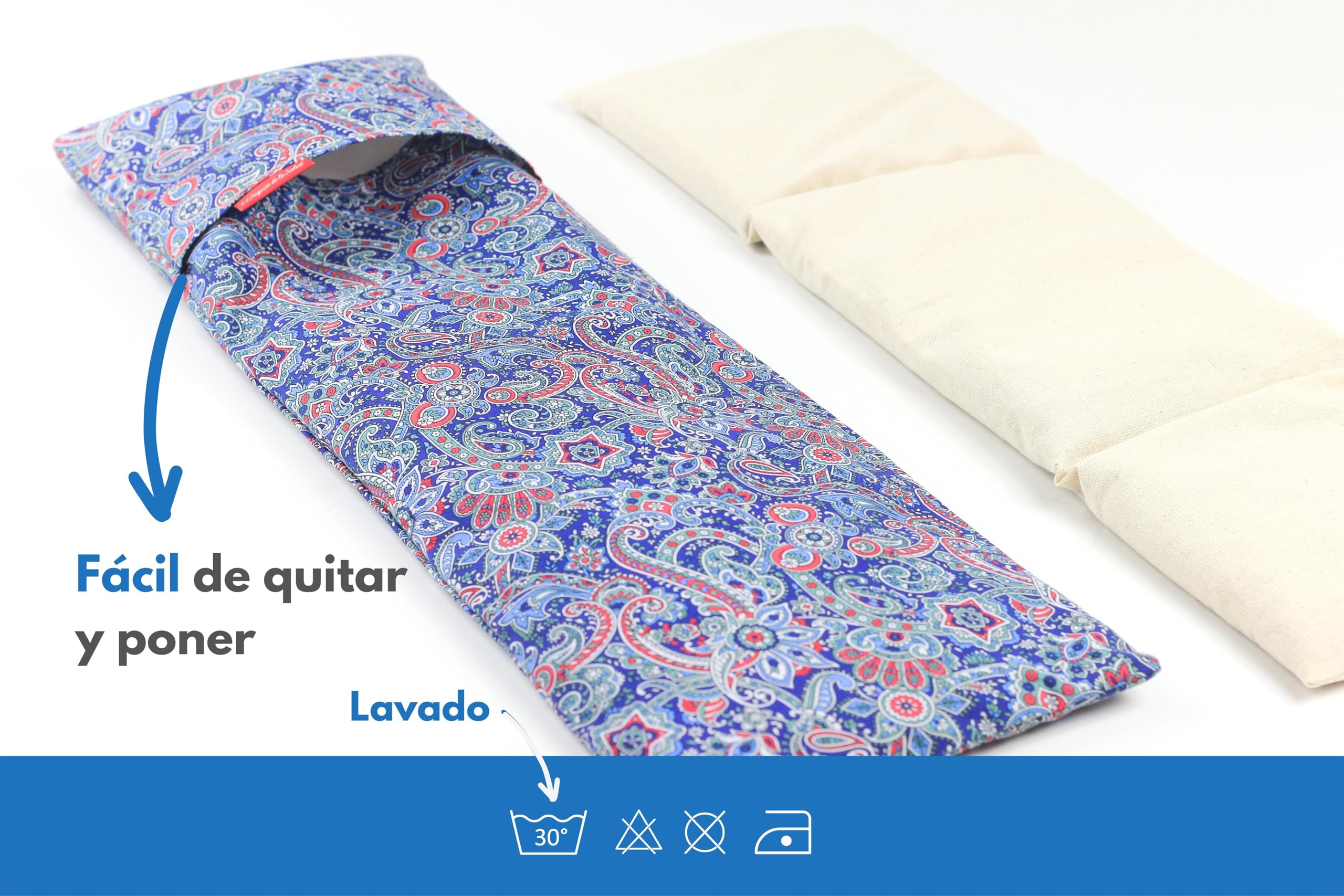 Saco Térmico de Semillas para microondas Aroma Lavanda, Azahar o Romero para aplicar Calor seco Natural 100% Algodón Cachemir (Romero, M (50 x 15 x 2 CM con Funda))