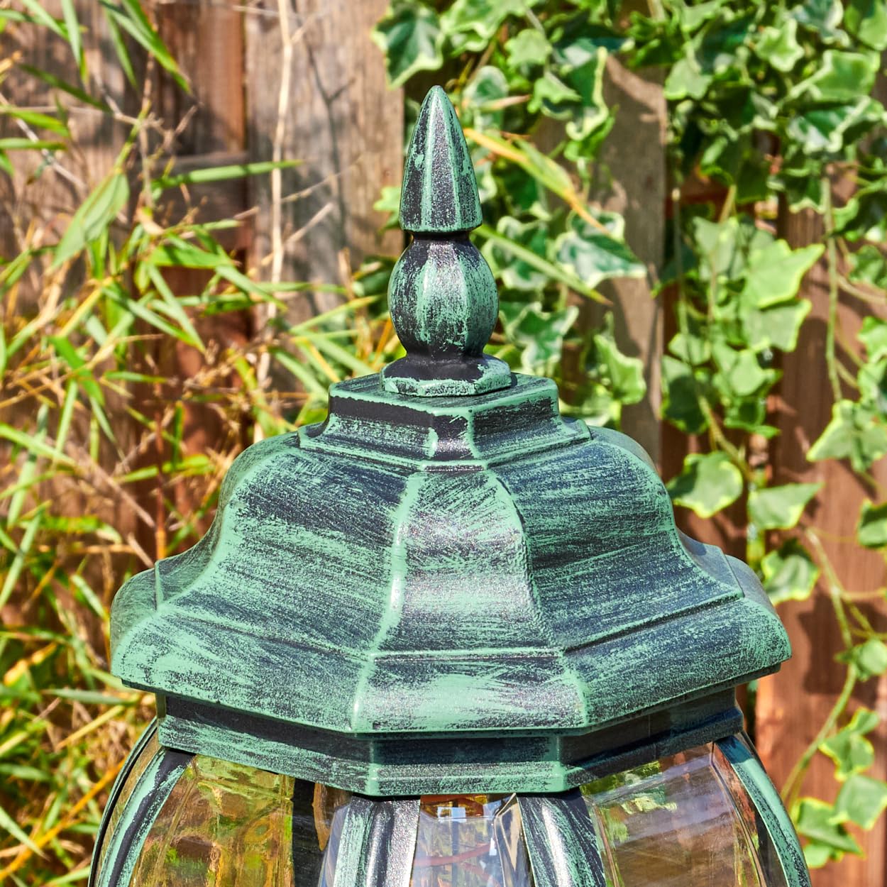 hofstein Lámpara de pie Bongal, lámpara de pie de madera/algas marinas en colores naturales/beige, lámpara de estilo boho, diseño escandinavo (Ø 40 cm), altura 169 cm, 2 x E27, IP44