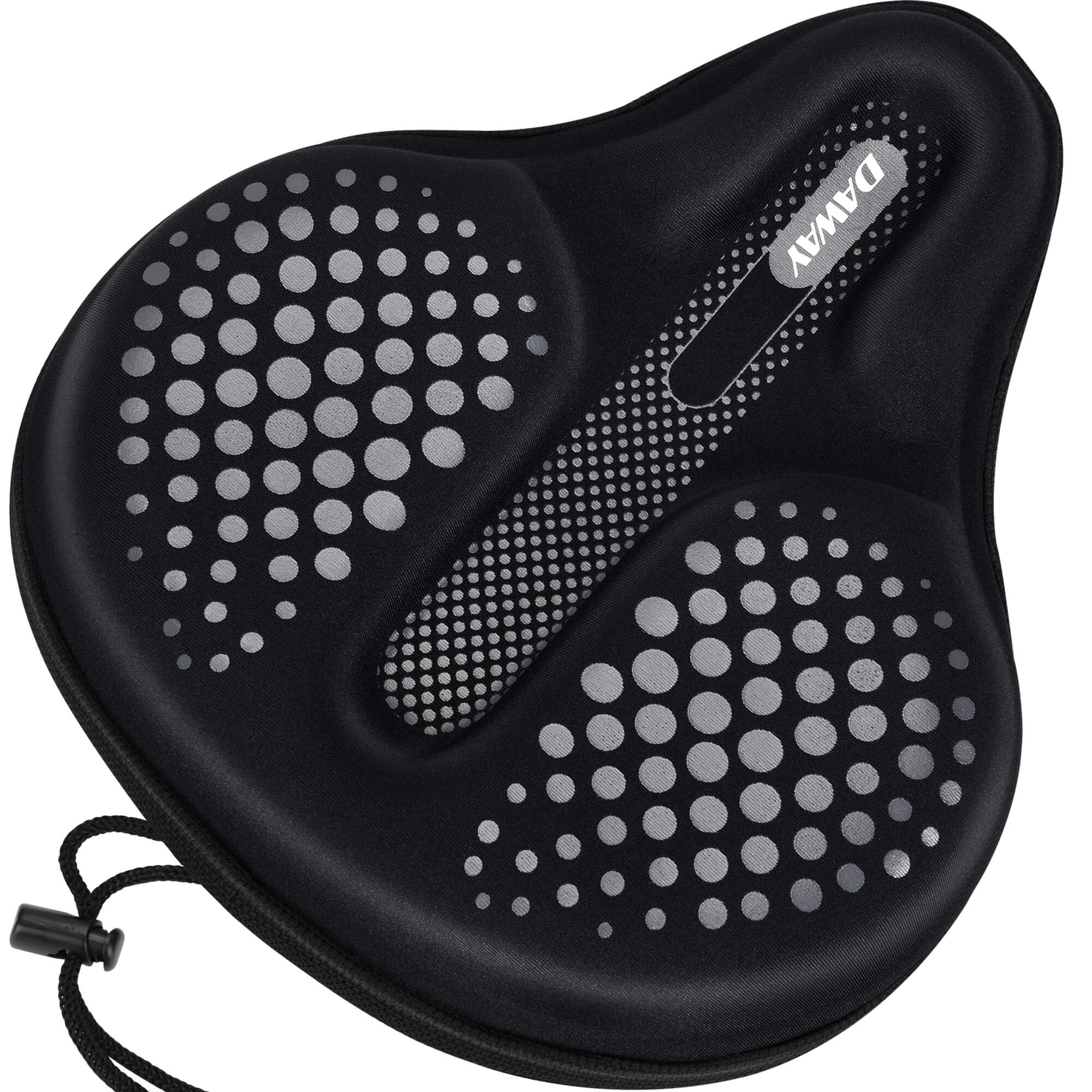 DAWAY Comfortable Bike Seat Cover - Silicone Gel & Memory Foam Padded Bike Seat Cushion for Men Women - Soft Bicycle Saddle Cover for Peloton,