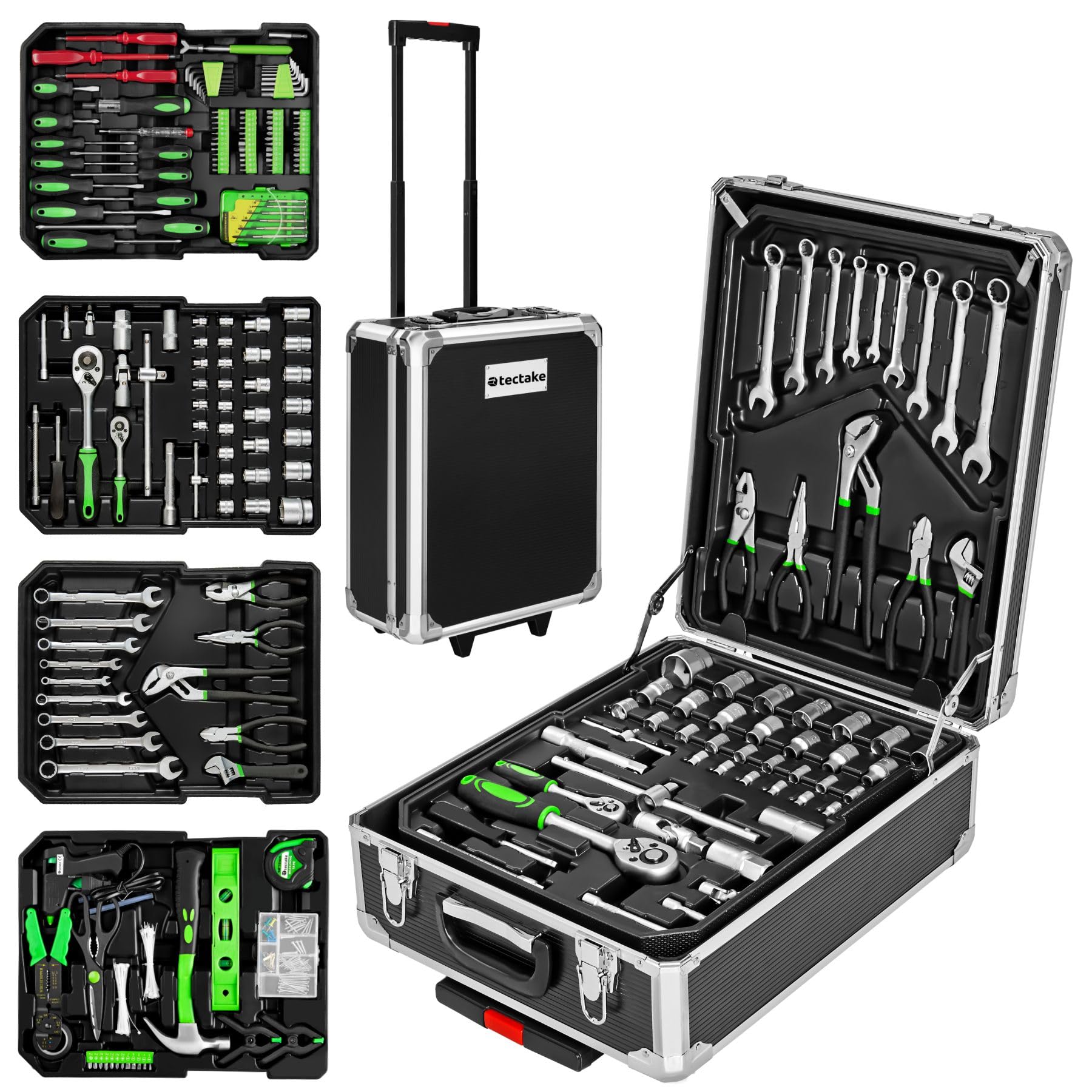 TecTakeSuitcase Trolley Tool Set (799 Parts) Aluminium Trolley Tool Box