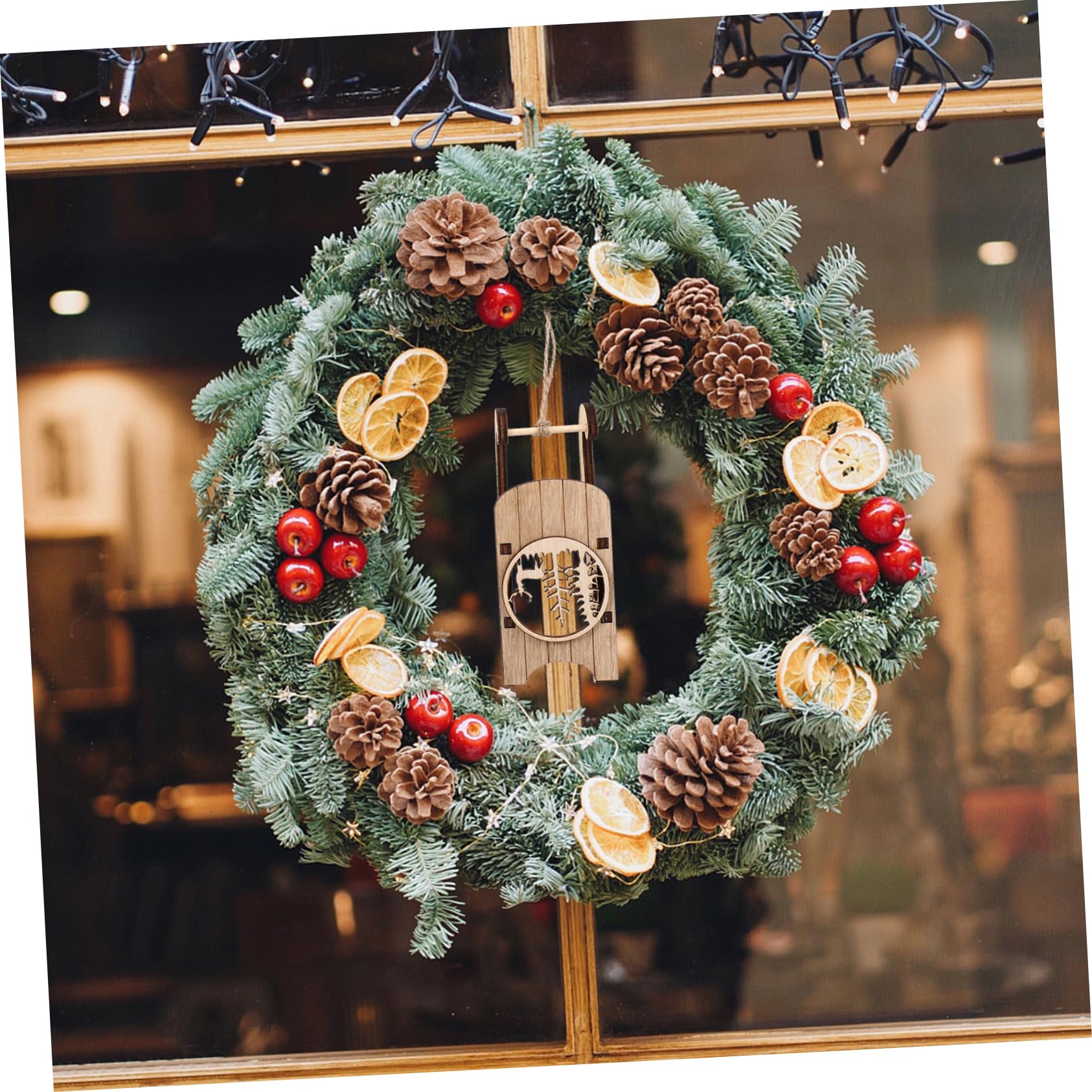 Lurrose Stk Holzschlitten Ornament Weihnachtsschlitten Wanddekoration Weihnachtsschmuck Geschenkdekorationen Weihnachtsbaum Hängende Verzierung Schlittenverzierung Weihnachtsdekoration