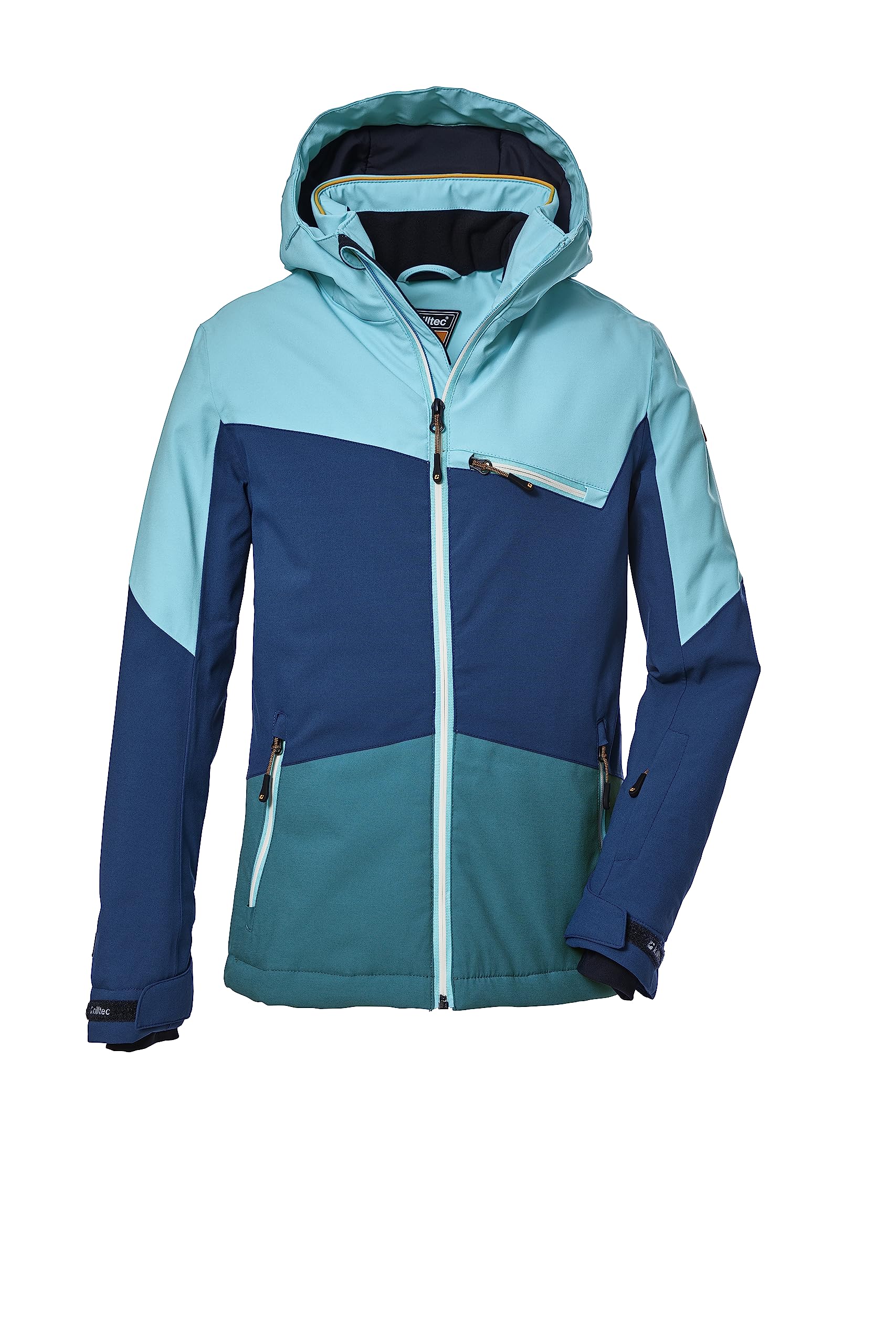 killtec Meisjes Waterdichte ski-jas/functioneel jack met capuchon en sneeuwvanger KSW 151 GRLS SKI JCKT, blue grey, 140, 41187-000