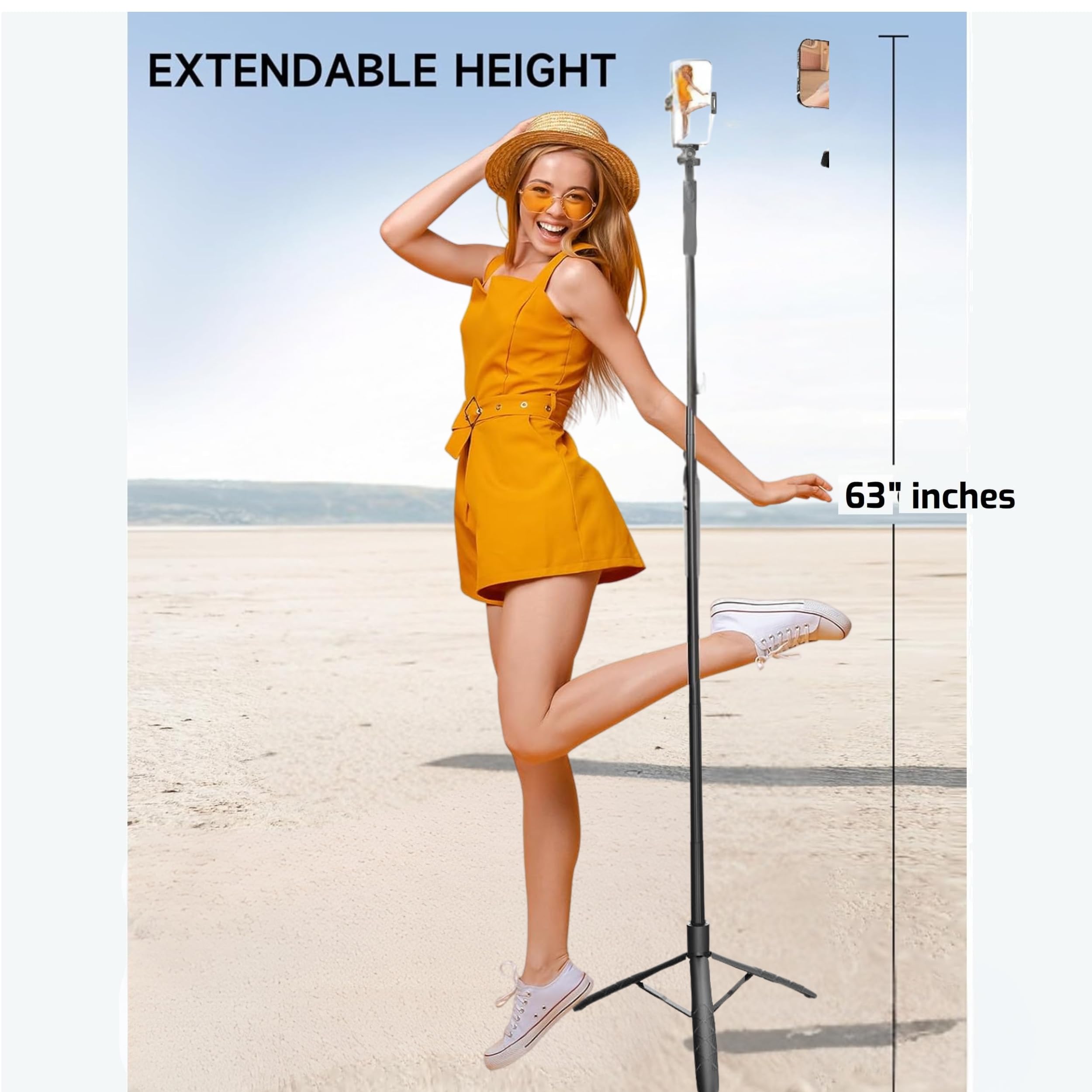 TARAVEE, Long Selfie Stick with Tripod Stand, Aluminum 71inch/180cm, 360° Degree Rotation Selfie Stick Tripod,for iPhone, Blutooth Remote,& LED Fill Light, for Camera Gopro for Vlogging,YouTube 1