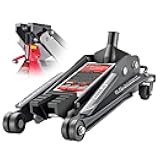 Powerbuilt 2 Ton U-Jack Garage Jack, 3000 LBS Loading Capacity, Lift Range: 4-1/2-Inch to 18-3/4-Inch, Unique Saddle for sliding jackstand into - 620516