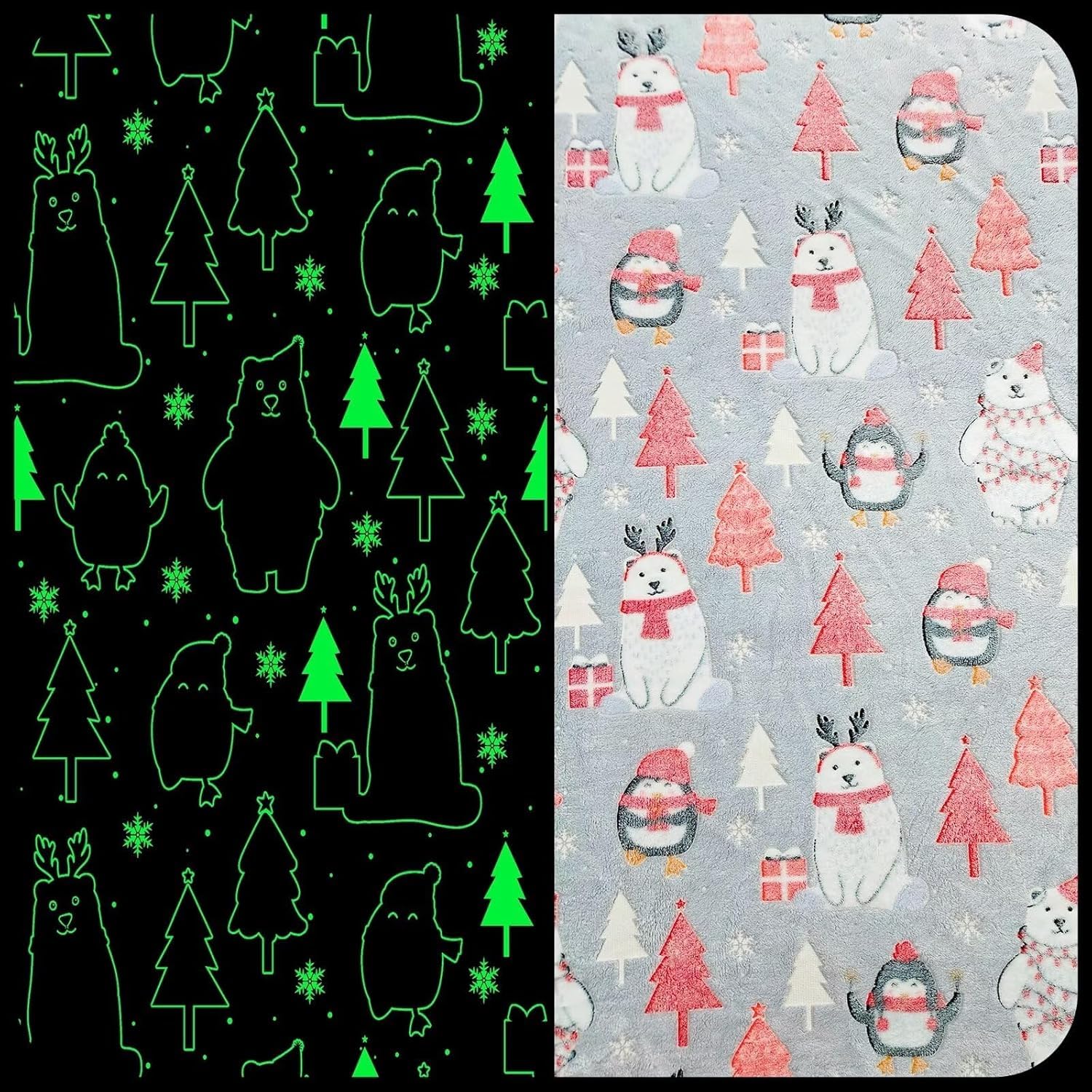 Cots and Cuddles Glow in The Dark Blanket for Kids | Ultra Soft Polyester Fleece Throw with Mermaid Print | Lightweight, Warm & Cozy Blanket for Girls | 200x170 cm | Ideal for All Seasons (Christmas)