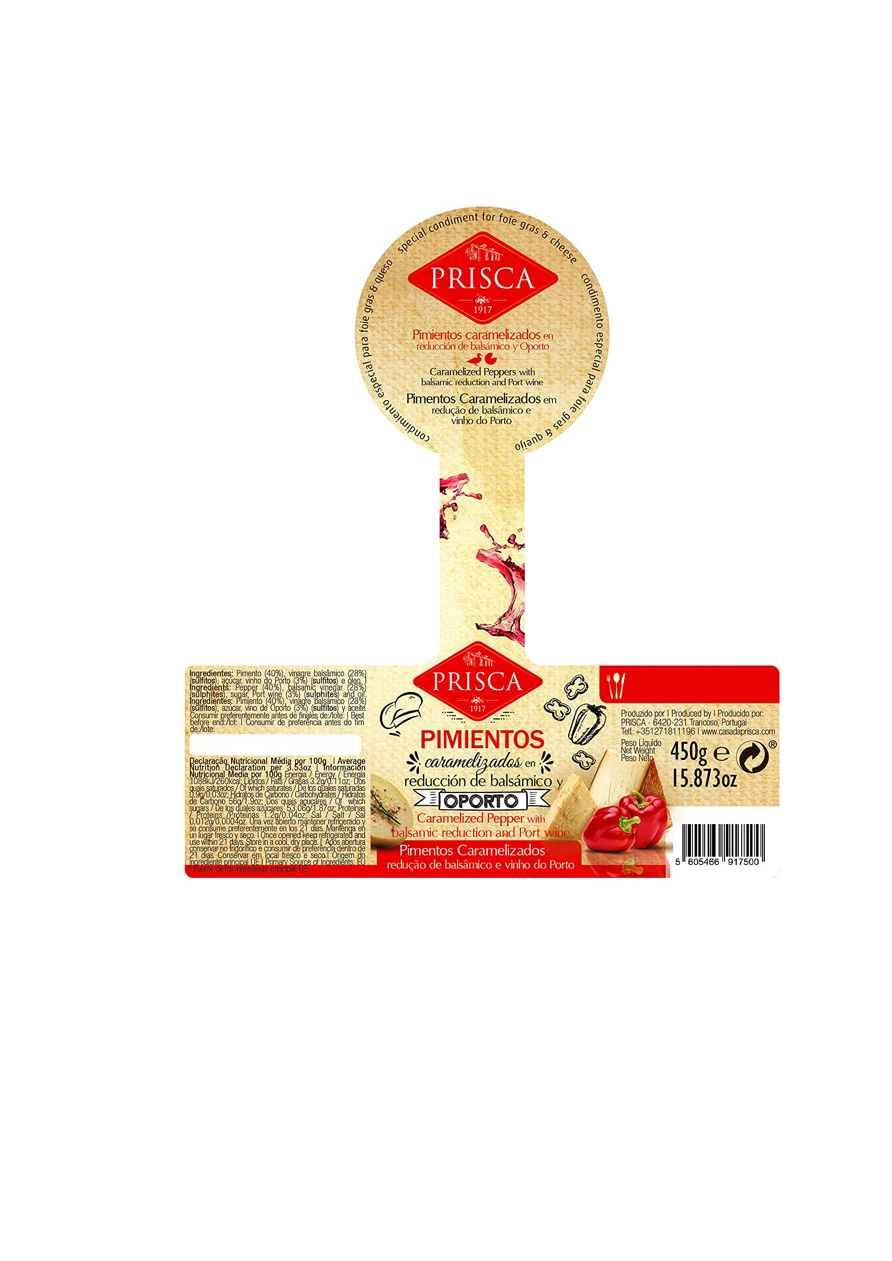 Pimento caramelizado en redución balsâmico y vino dulce - 450g - Prisca