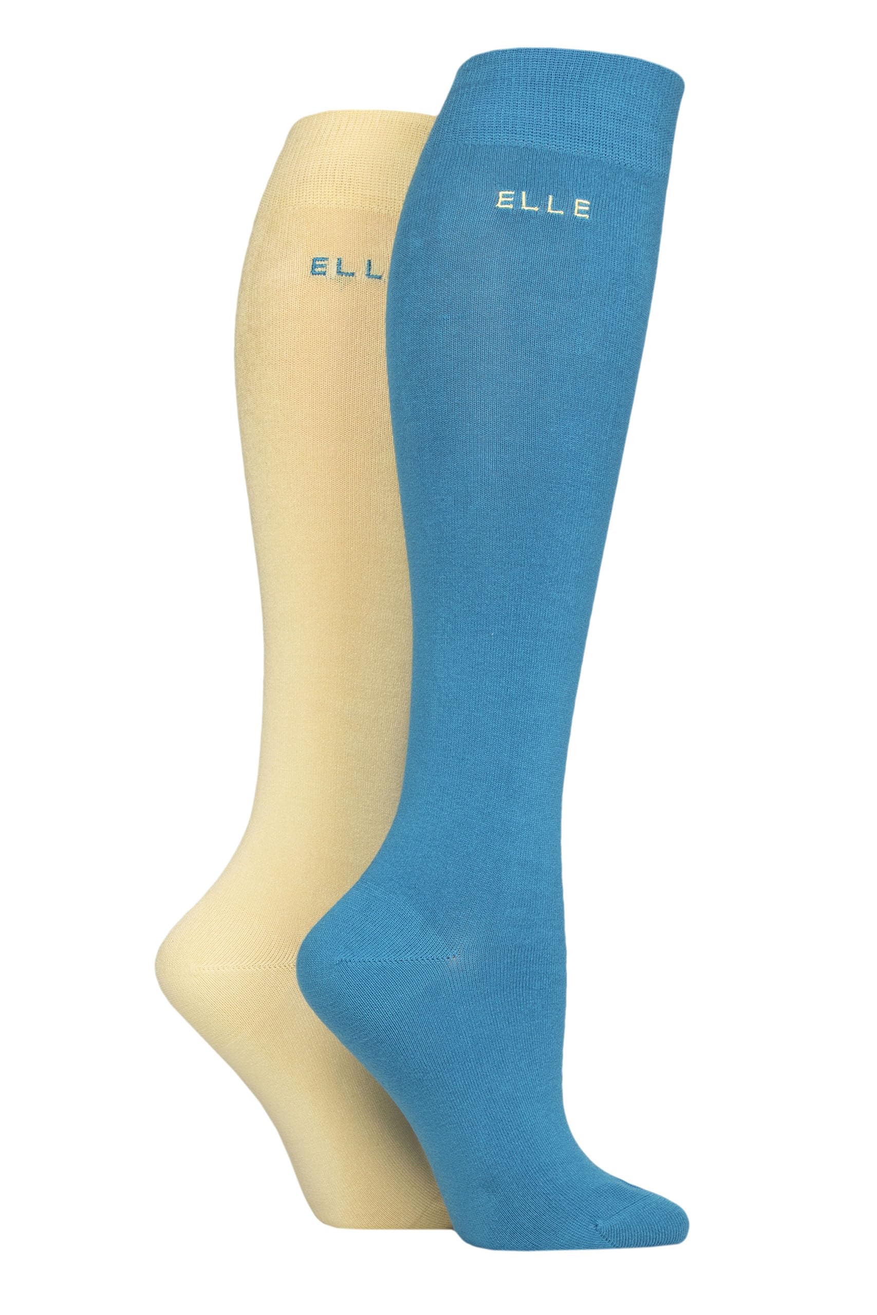 ELLE Women's Plain Bamboo Socks -Soft, Breathable & Cooling Knee High Socks 2 Pair Multipack Size 4-8 Colourful Everyday Casual Wear (UK, Numeric, 4, 8, Regular, Regular, Storm)