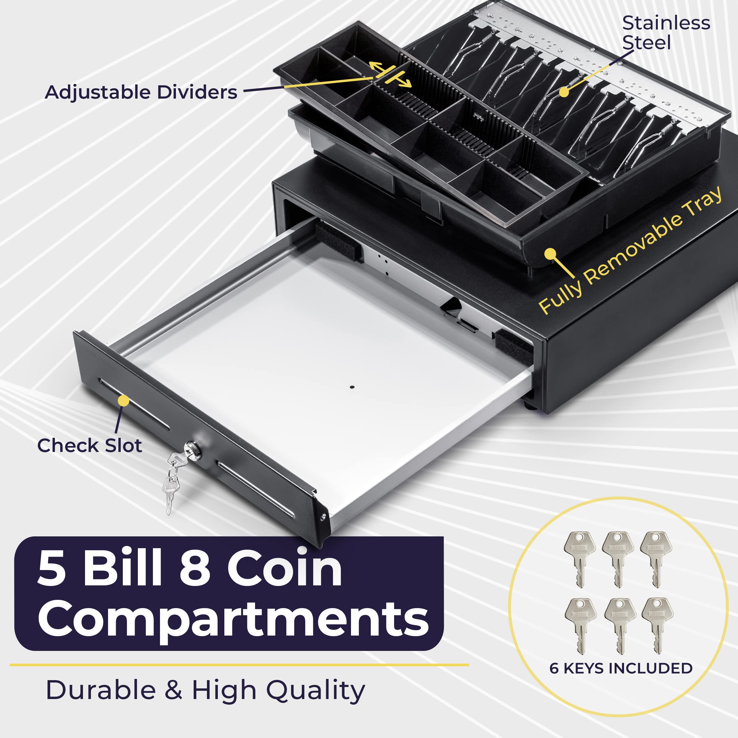 HONEY BEAR Cash Drawer 16 Inch, Heavy Gauge Steel, 4 Bills & 8 Coins Tray - Push Open, Manual Open Style HONEY BEAR Cash Drawer 16 Inch, Heavy Gauge Steel, 4 Bills & 8 Coins Tray - Push Open, Manual Open Style