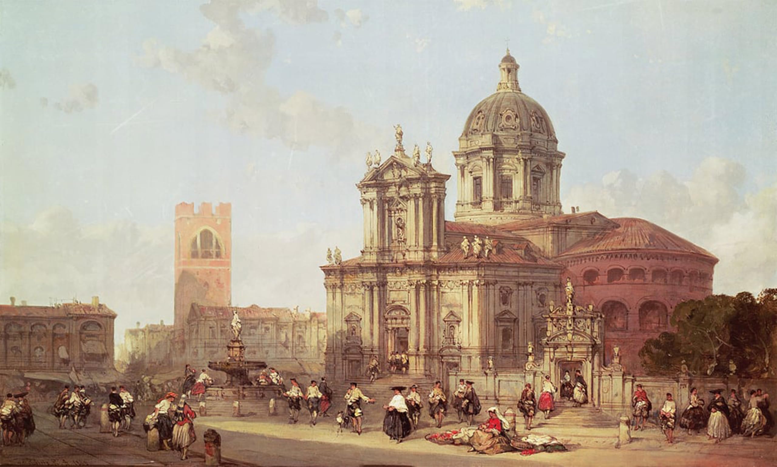 SERENDIPITP Vintage Wall Art Canvas Nordic Poster Canvas Print Picture Brescia Cathedral by David Roberts Wall Art Poster for Home Decor 60x90cm