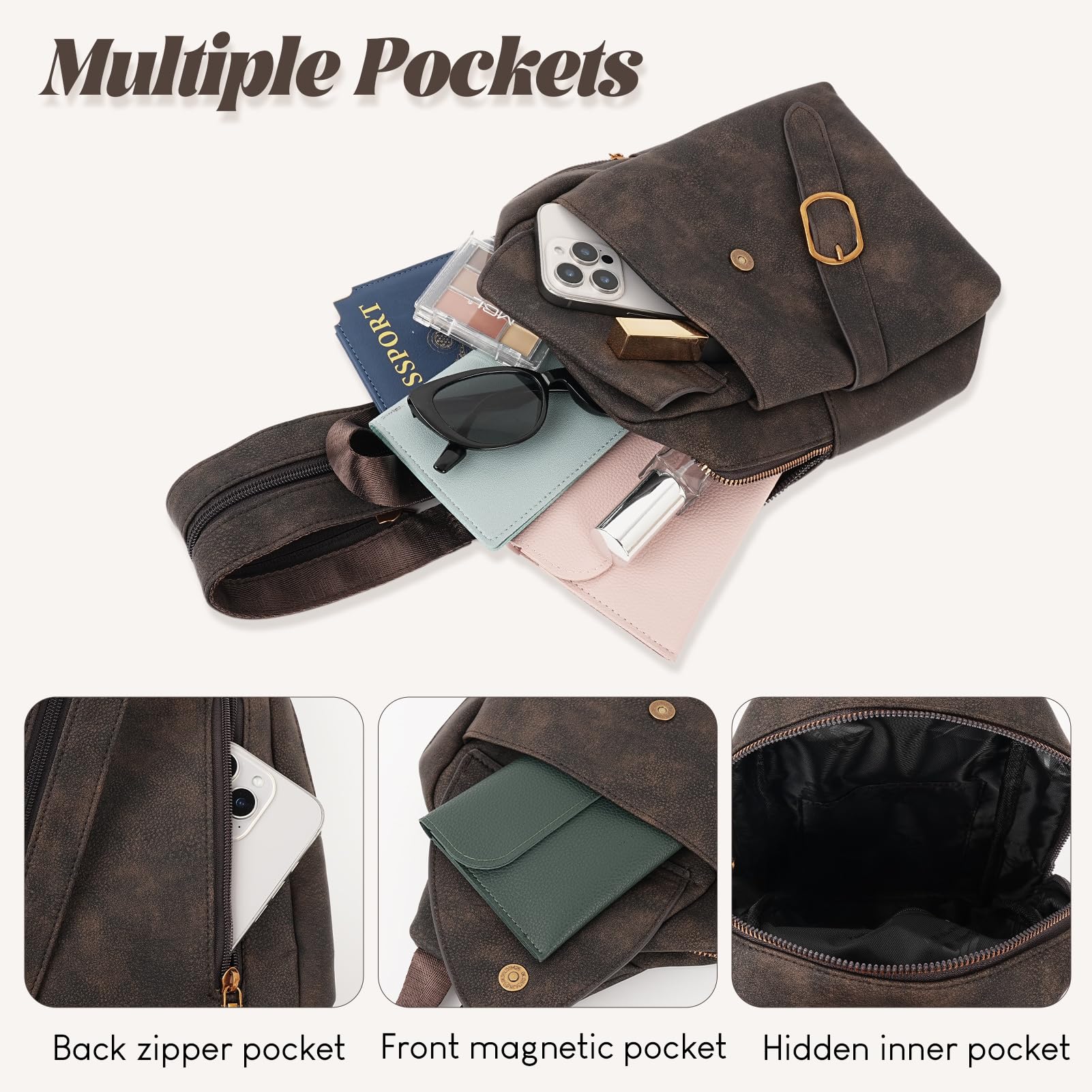 Borsa a Tracolla Donna Uomo 2 in 1 Zaino Donna in Similpelle Tracolla Regolabile Multifunzione per Lavoro Viaggio Tutti i Giorni