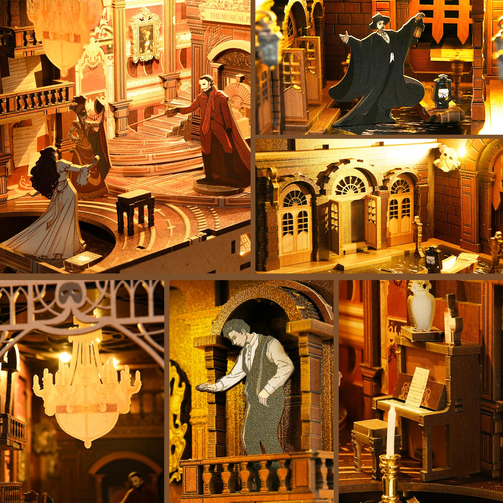 MiniCity Book Nook Kit arte del libro fai da te kit di costruzione in miniatura casa 3D puzzle in legno nook per adulti modello kit regalo di compleanno di Natale (opera fantasma)
