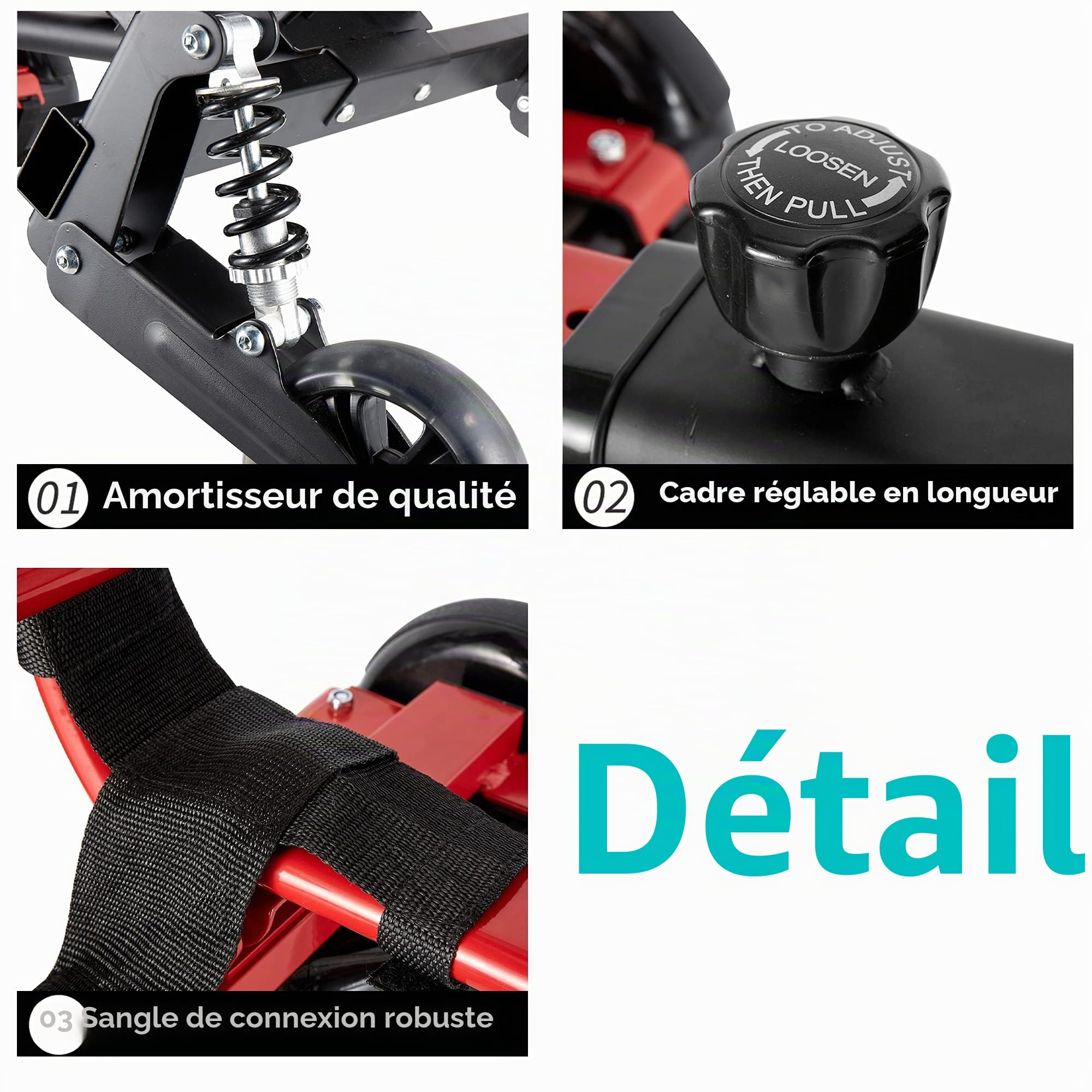 TGHY Kart Hoverboard Kit de Conversion pour Karting pour Scooter Electrique Auto-Equilibré Cadre Réglable Siège Baquet Hoverkart Double Amortisseur Convient Aux Hoverboard 6,5" 8" et 10"