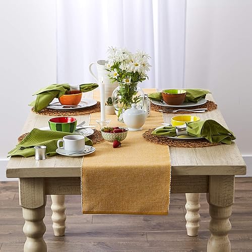 Miniatura 3 de DII Colección de dos tonos, mesa de mesa, 13 x 72 pulgadas, color dorado miel