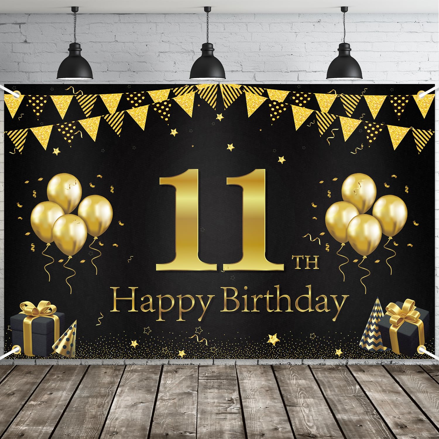 Photo 1 of ***STOCK PHOTO FOR REFERENCE ONLY***
JOYKY Happy 40th Birthday Banner, Black Gold 40th Birthday Party Decorations for Men Women Her Him, 40 Year Old Birthday Supplies Backdrop Décor, 5.9 X 3.8 Fts